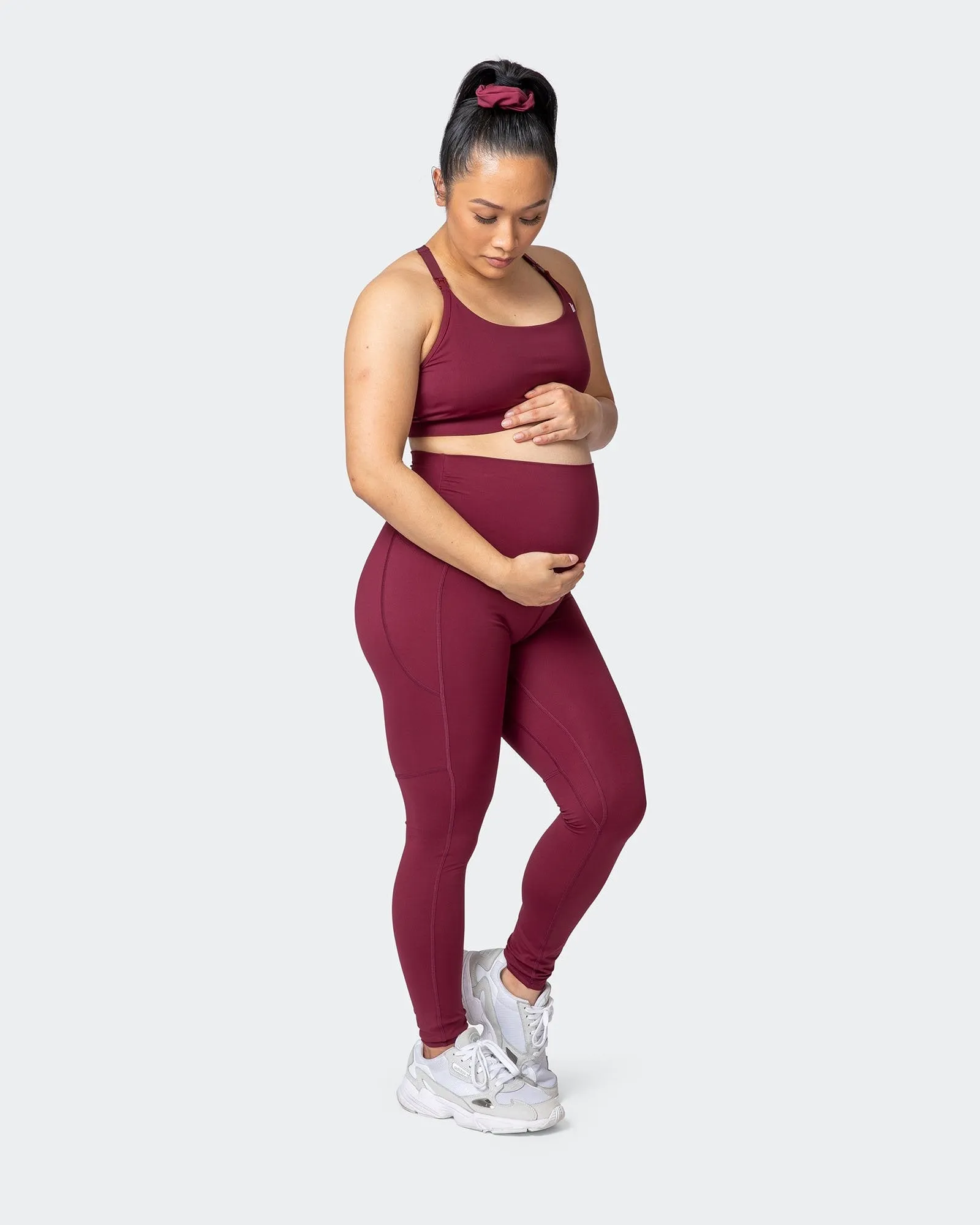 Maternity Superior Squat Pocket Leggings - Wine sold by Muscle Nation product image thumbnail 2