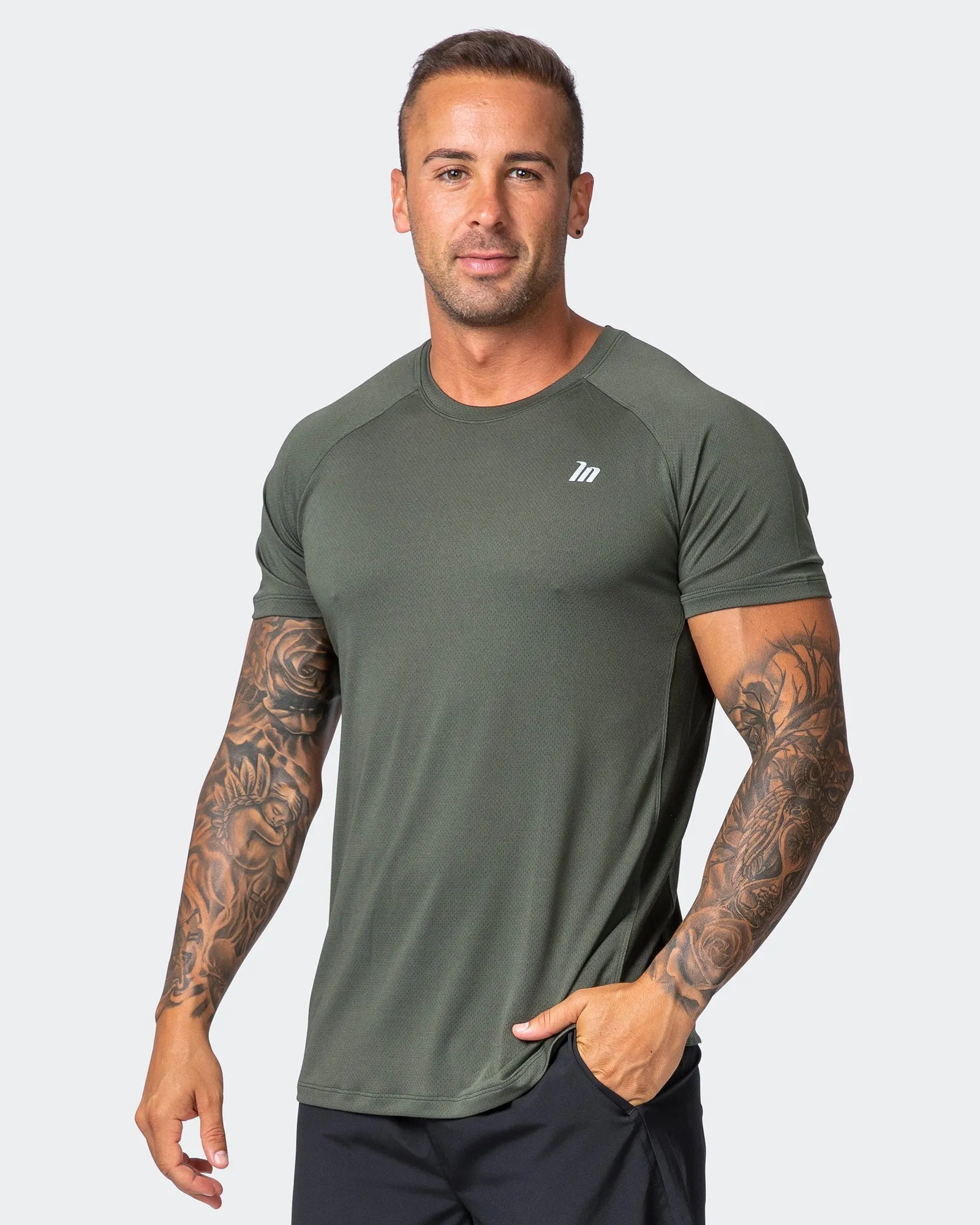 New Heights Running Tee - Dark Khaki sold by Muscle Nation