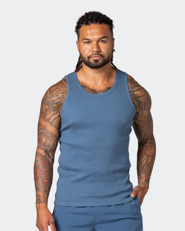 Classic Rib Fitted Training Tank - Denim Blue sold by Muscle Nation