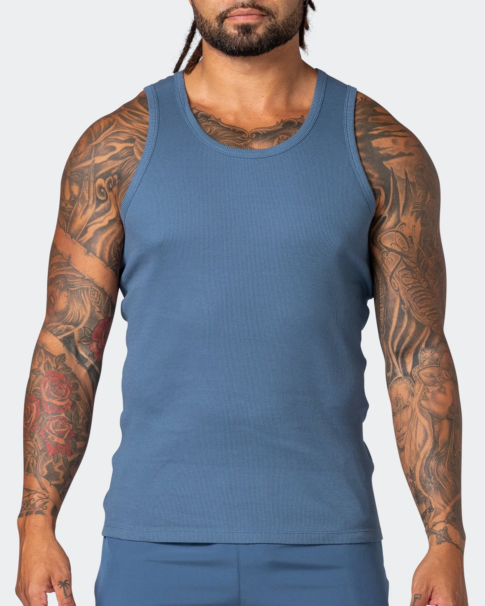 Classic Rib Fitted Training Tank - Denim Blue sold by Muscle Nation product image thumbnail 2
