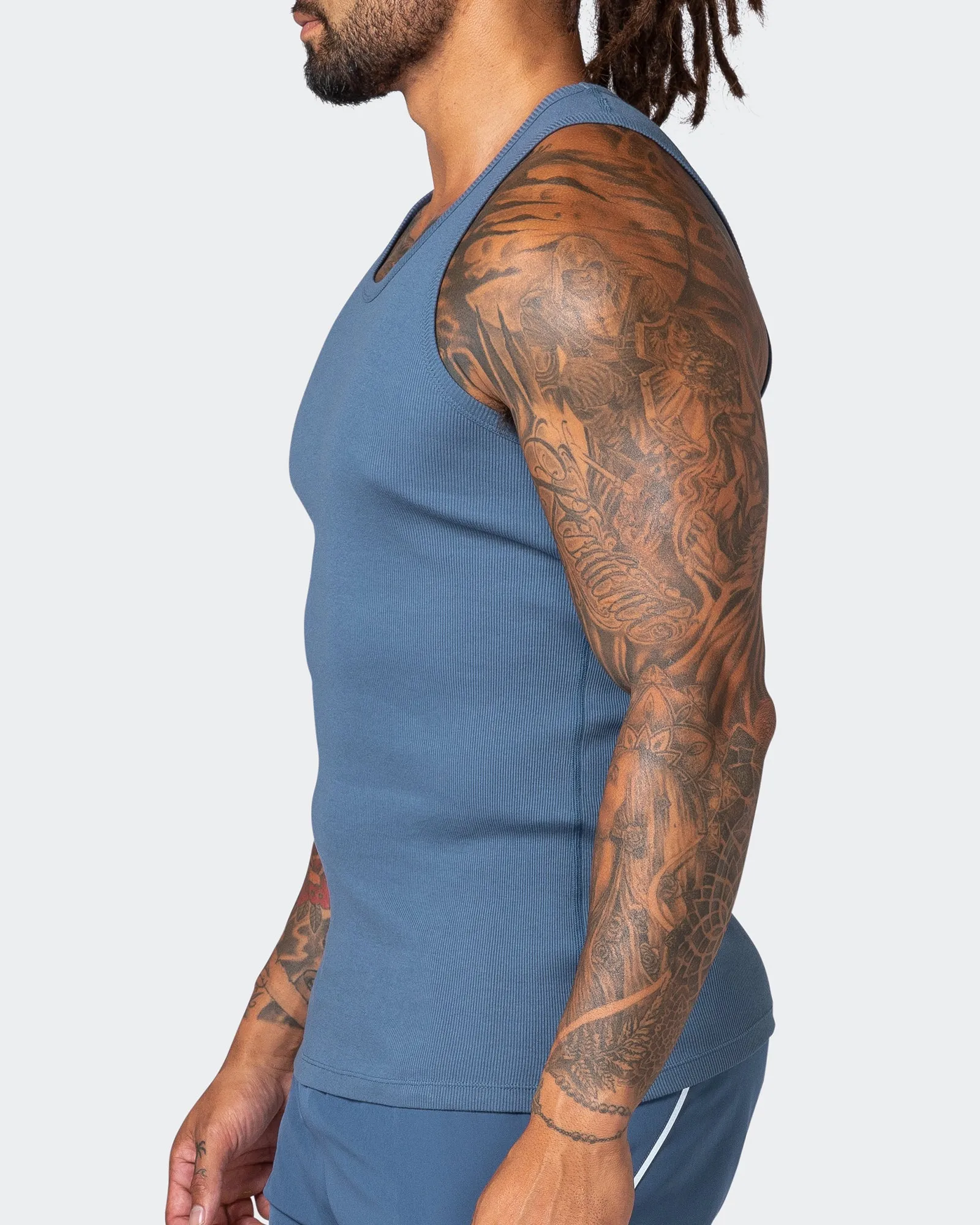 Classic Rib Fitted Training Tank - Denim Blue sold by Muscle Nation product image thumbnail 4
