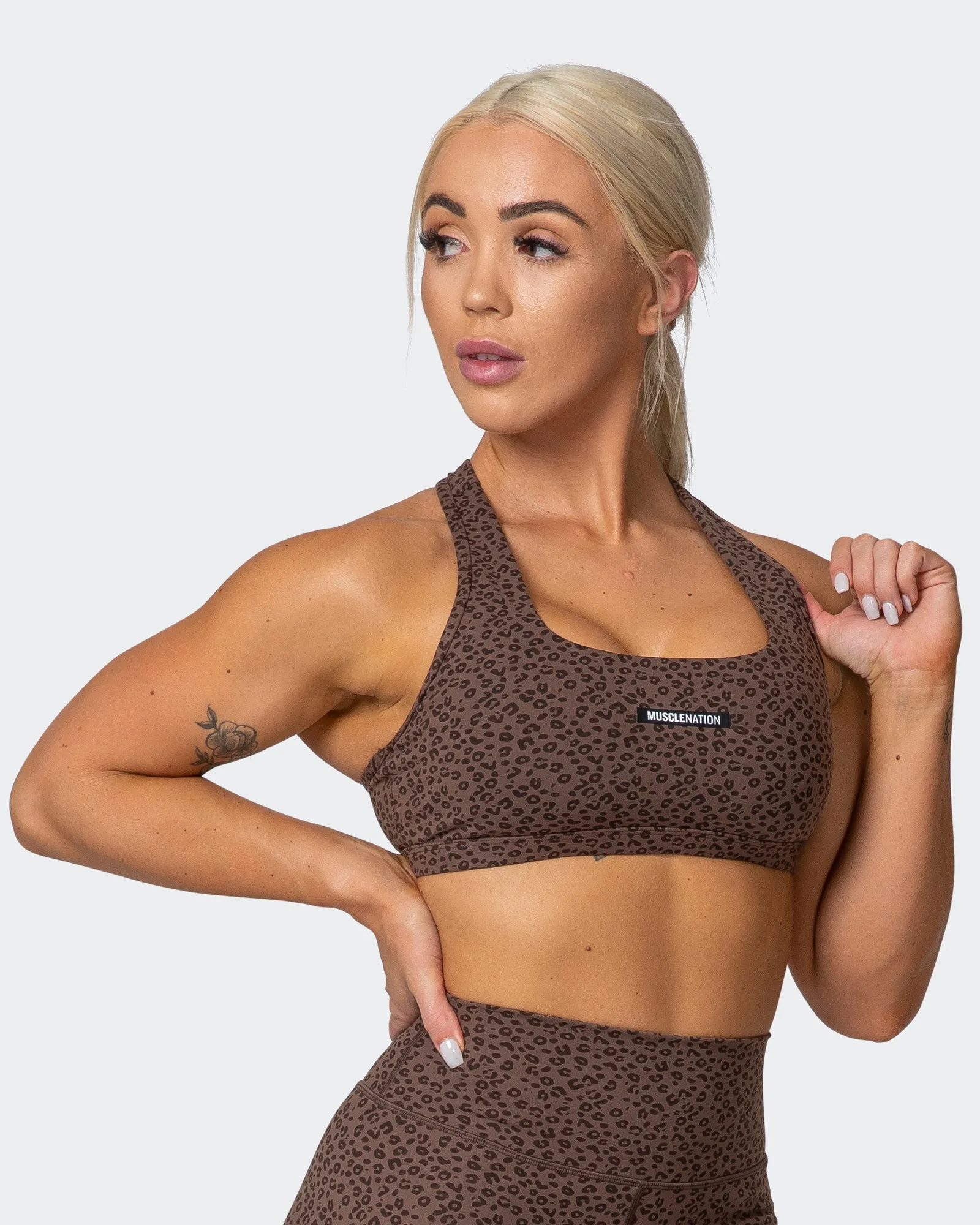 Flex Bra - Chocolate Mini Cheetah Print sold by Muscle Nation
