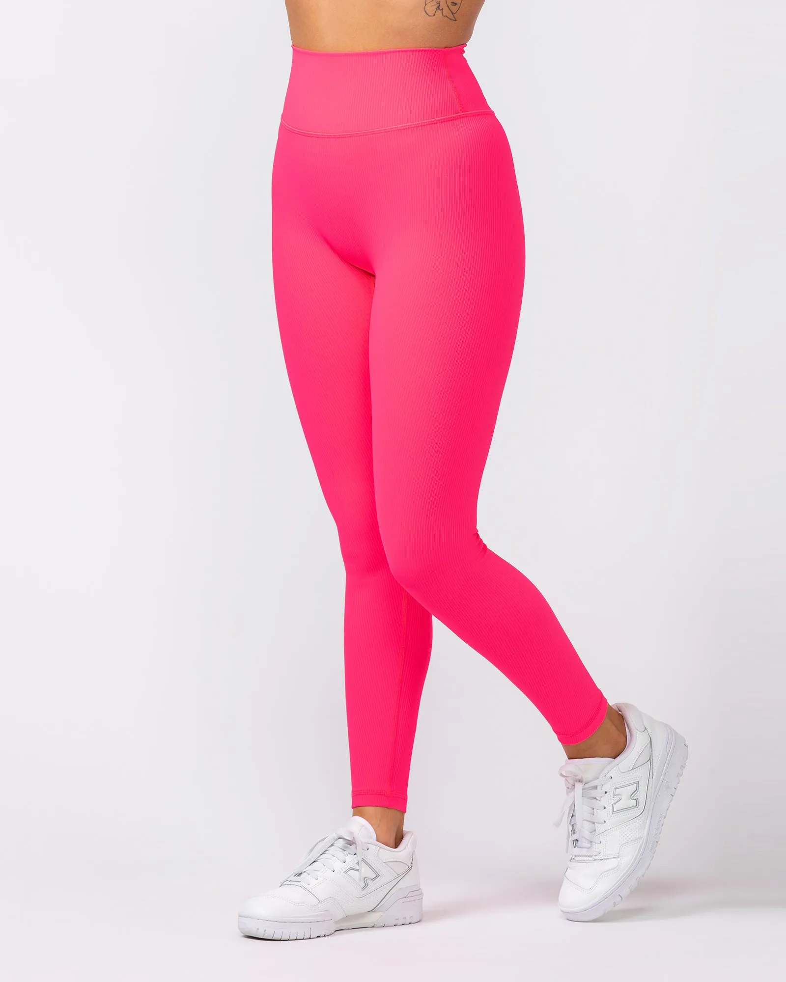 Zero Rise Rib Ankle Length Leggings - Neon Pink sold by Muscle Nation product image thumbnail 3