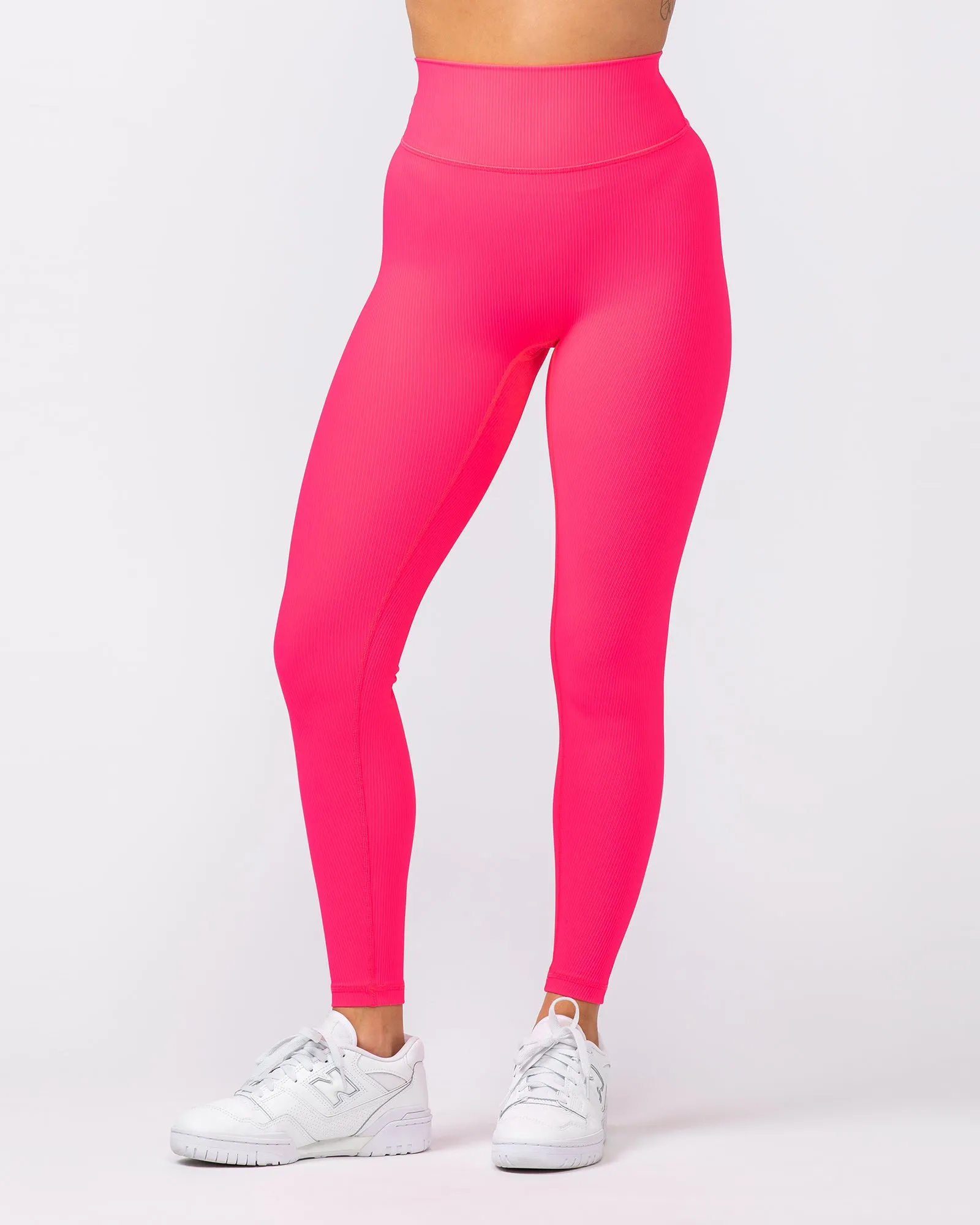 Zero Rise Rib Ankle Length Leggings - Neon Pink sold by Muscle Nation product image thumbnail 2