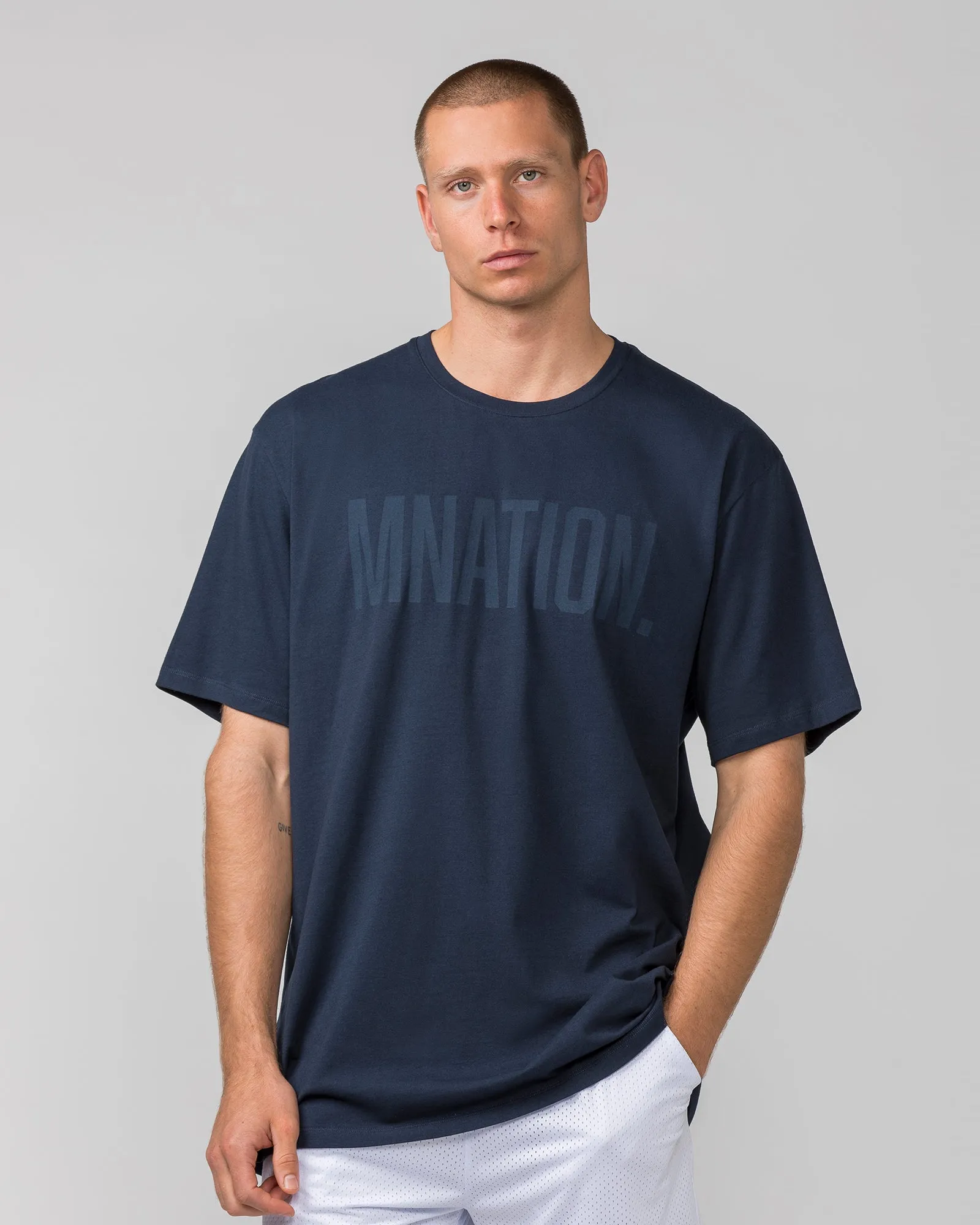 Oversized Tonal Tee - Midnight sold by Muscle Nation product image thumbnail 2