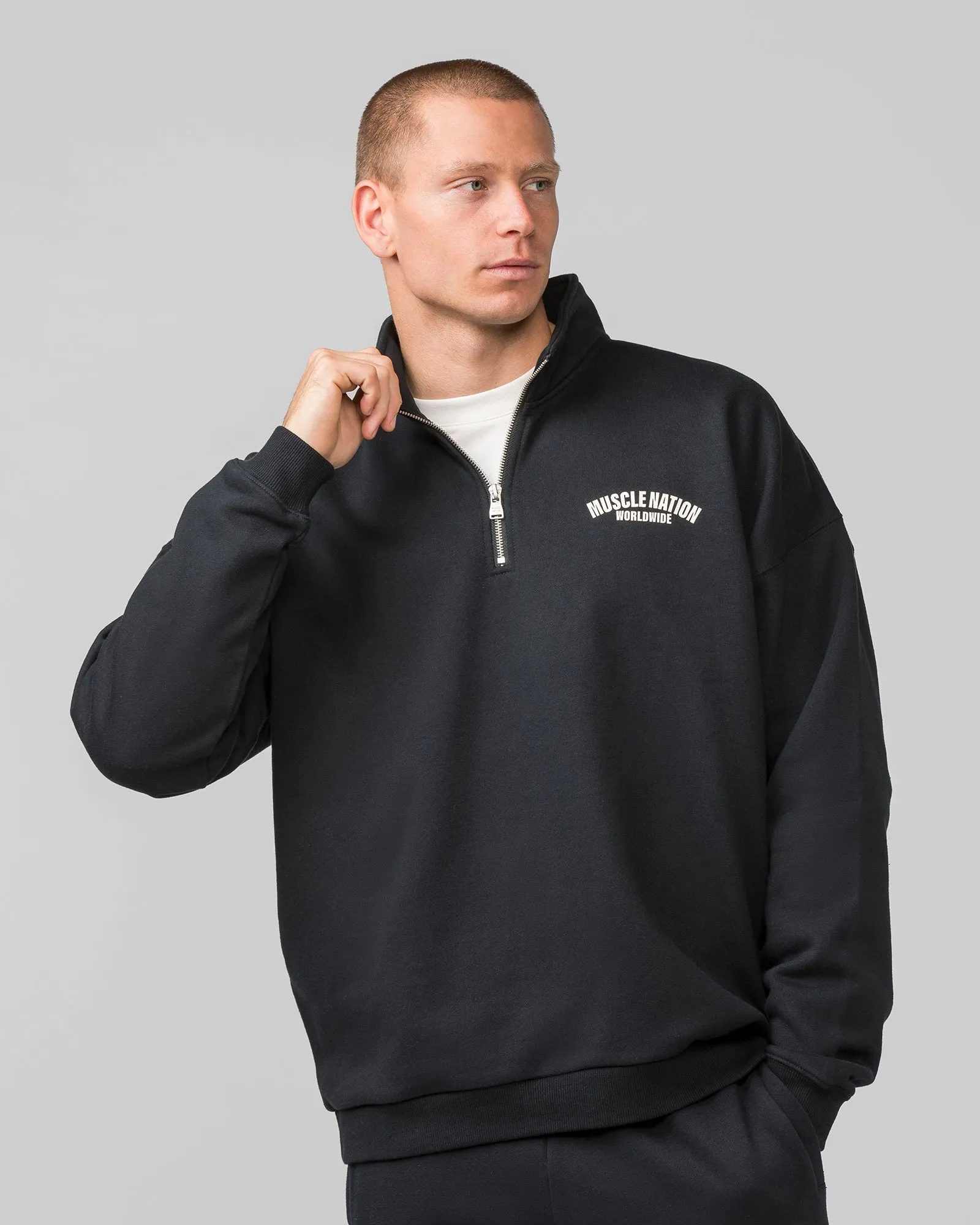 Classic Quarter Zip - Black sold by Muscle Nation product image thumbnail 2
