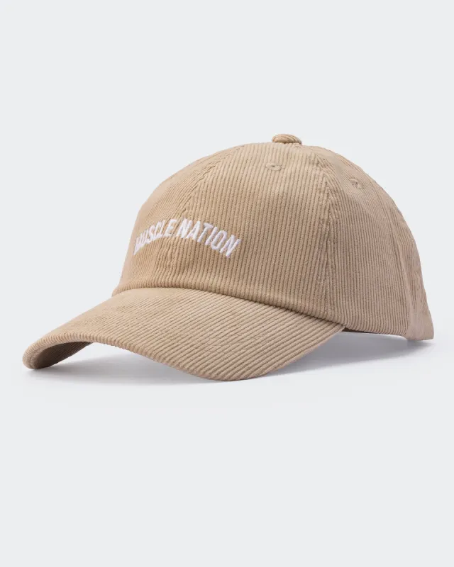 Worldwide Corduroy Dad Cap - Cream sold by Muscle Nation