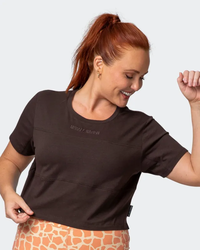 Elevate Cropped Tee - Cocoa sold by Muscle Nation