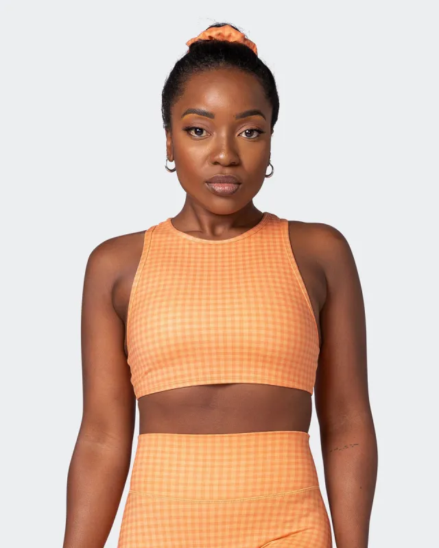 All Rounder Bra - Peaches And Cream Check Print sold by Muscle Nation