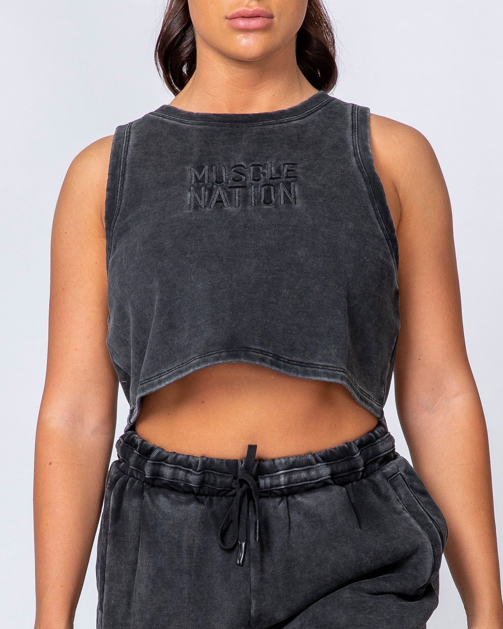 Cropped Rest Day Tank - Washed Black sold by Muscle Nation product image thumbnail 3