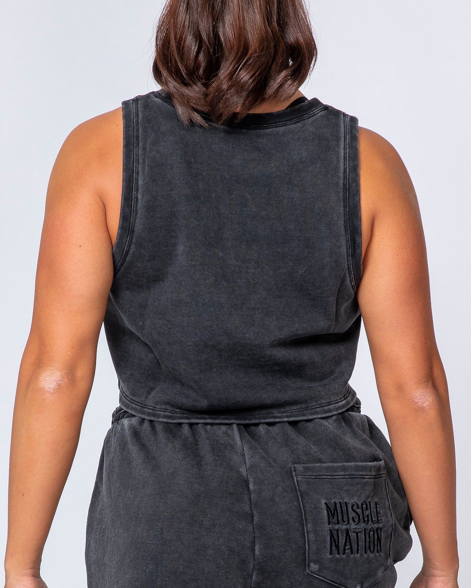 Cropped Rest Day Tank - Washed Black sold by Muscle Nation product image thumbnail 5