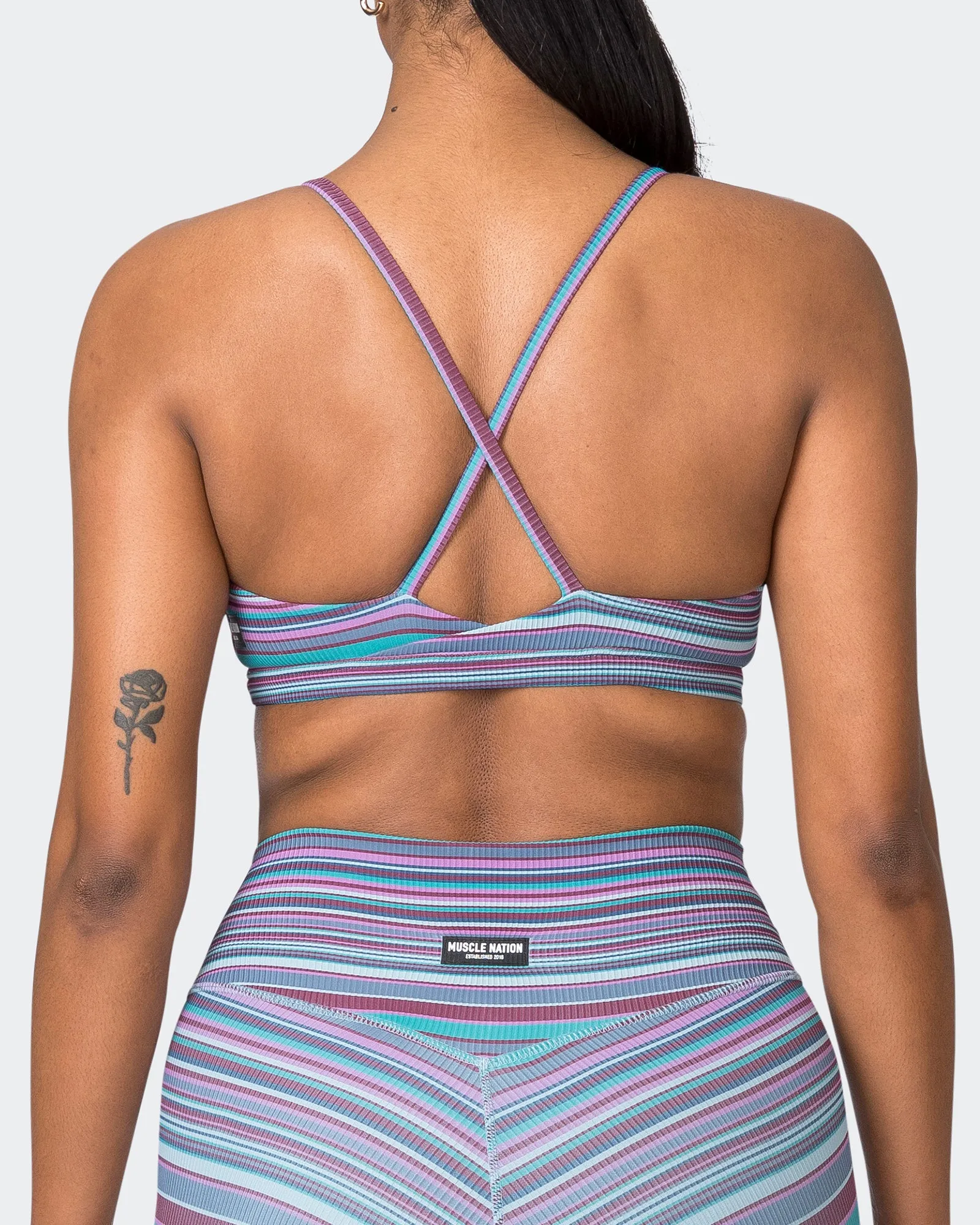 Levitate Rib Bralette - Dusk Desert Stripe Print sold by Muscle Nation product image thumbnail 3