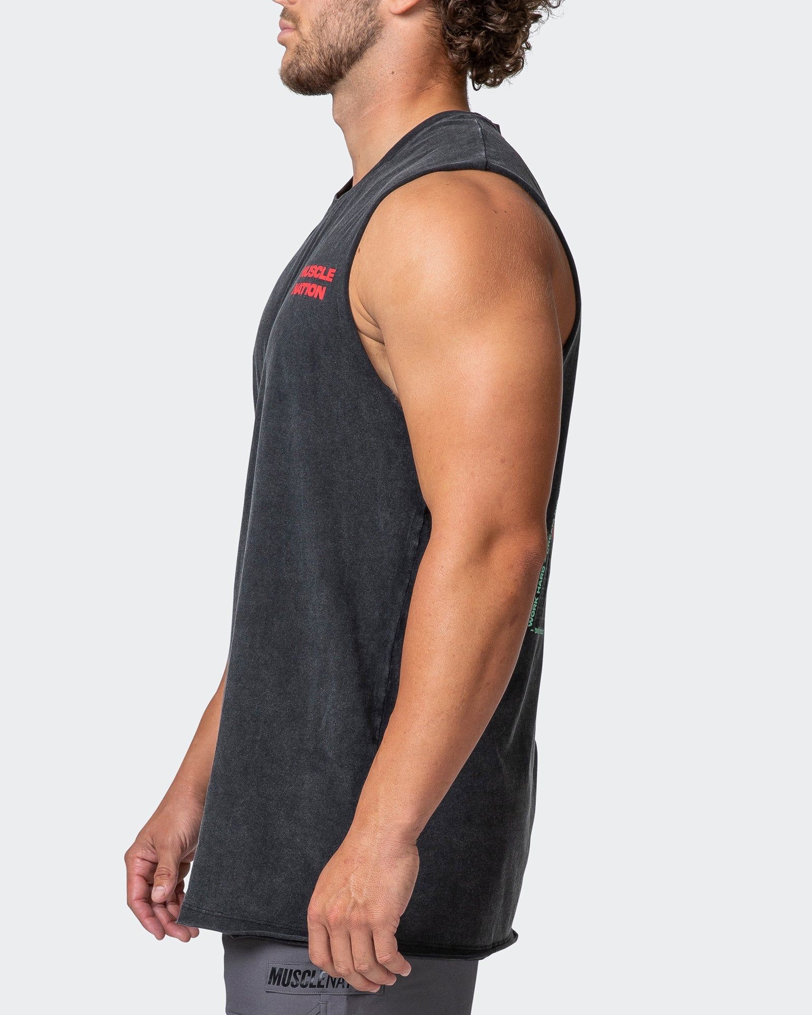 Mens Skull Vintage Tank - Washed Black/Red sold by Muscle Nation product image thumbnail 4