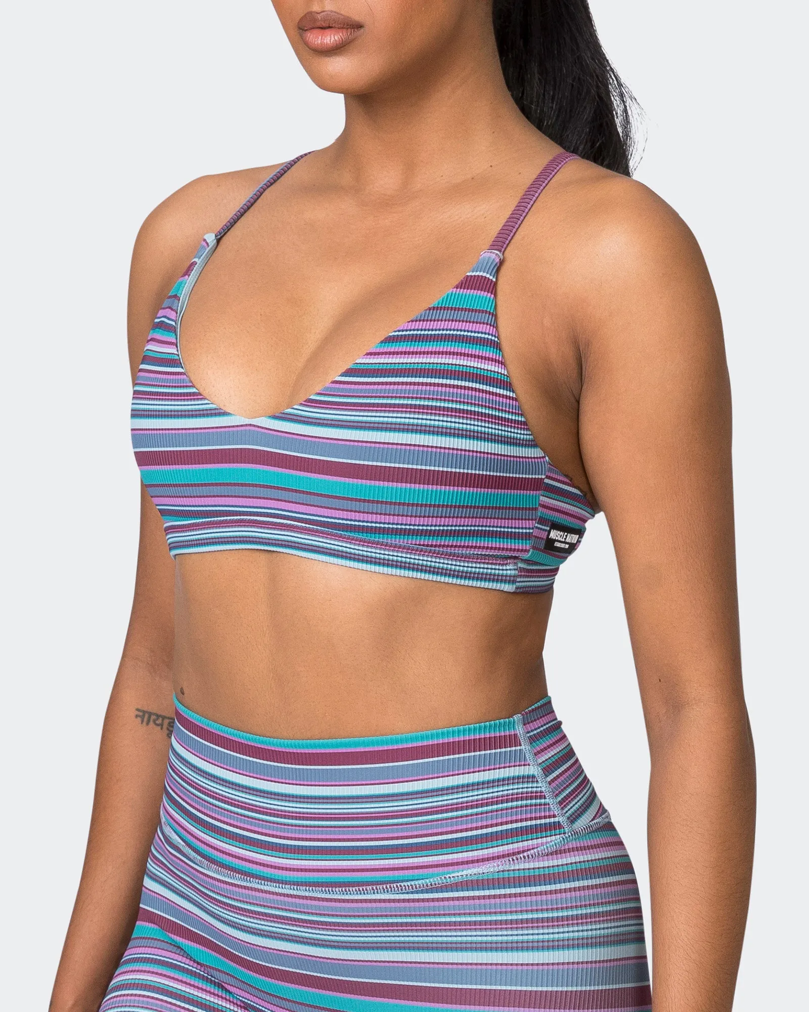 Levitate Rib Bralette - Dusk Desert Stripe Print sold by Muscle Nation product image thumbnail 4