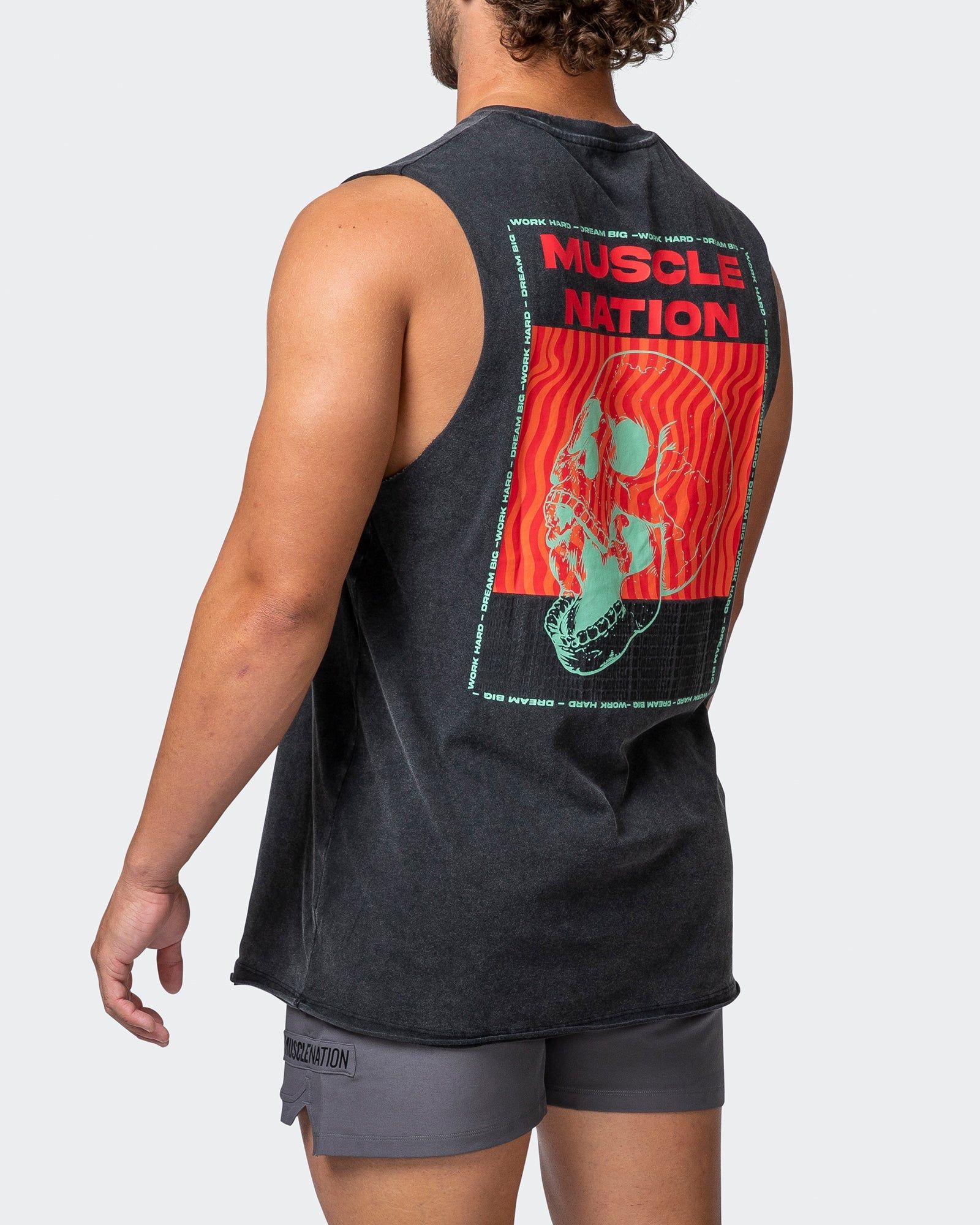 Mens Skull Vintage Tank - Washed Black/Red sold by Muscle Nation product image thumbnail 5
