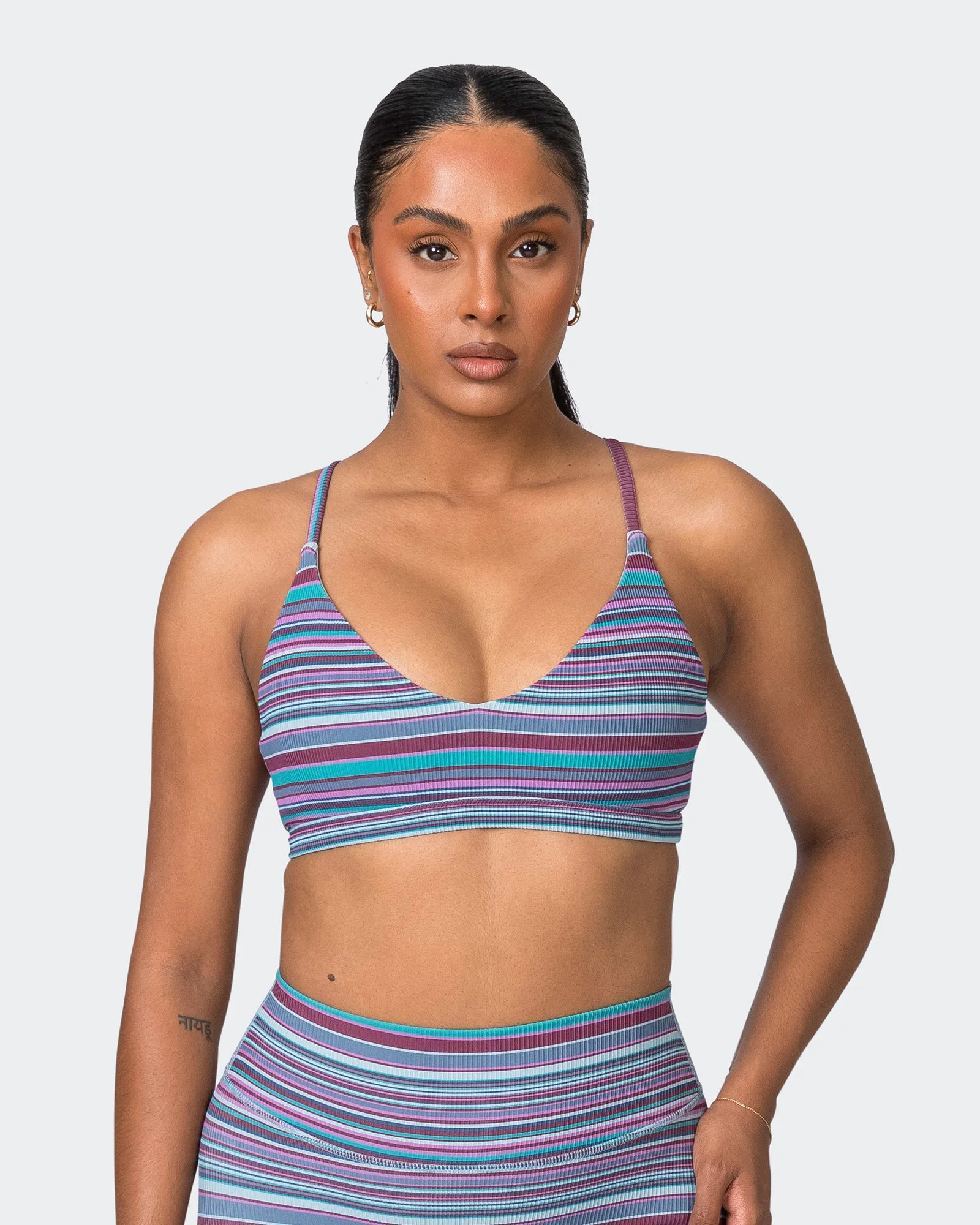 Levitate Rib Bralette - Dusk Desert Stripe Print sold by Muscle Nation product image thumbnail 2