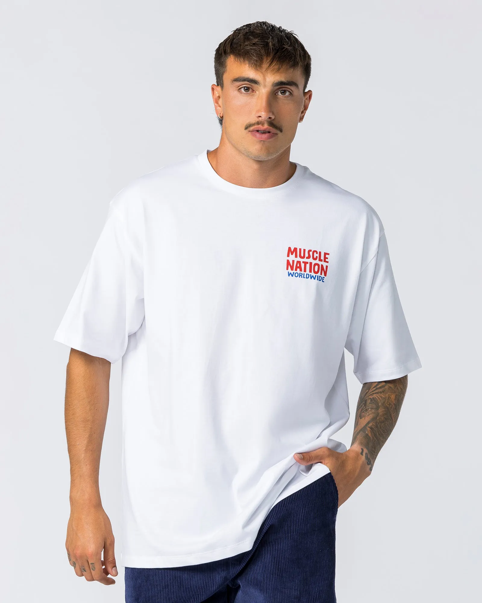 Mens Tour Oversized Tee - White sold by Muscle Nation product image thumbnail 2