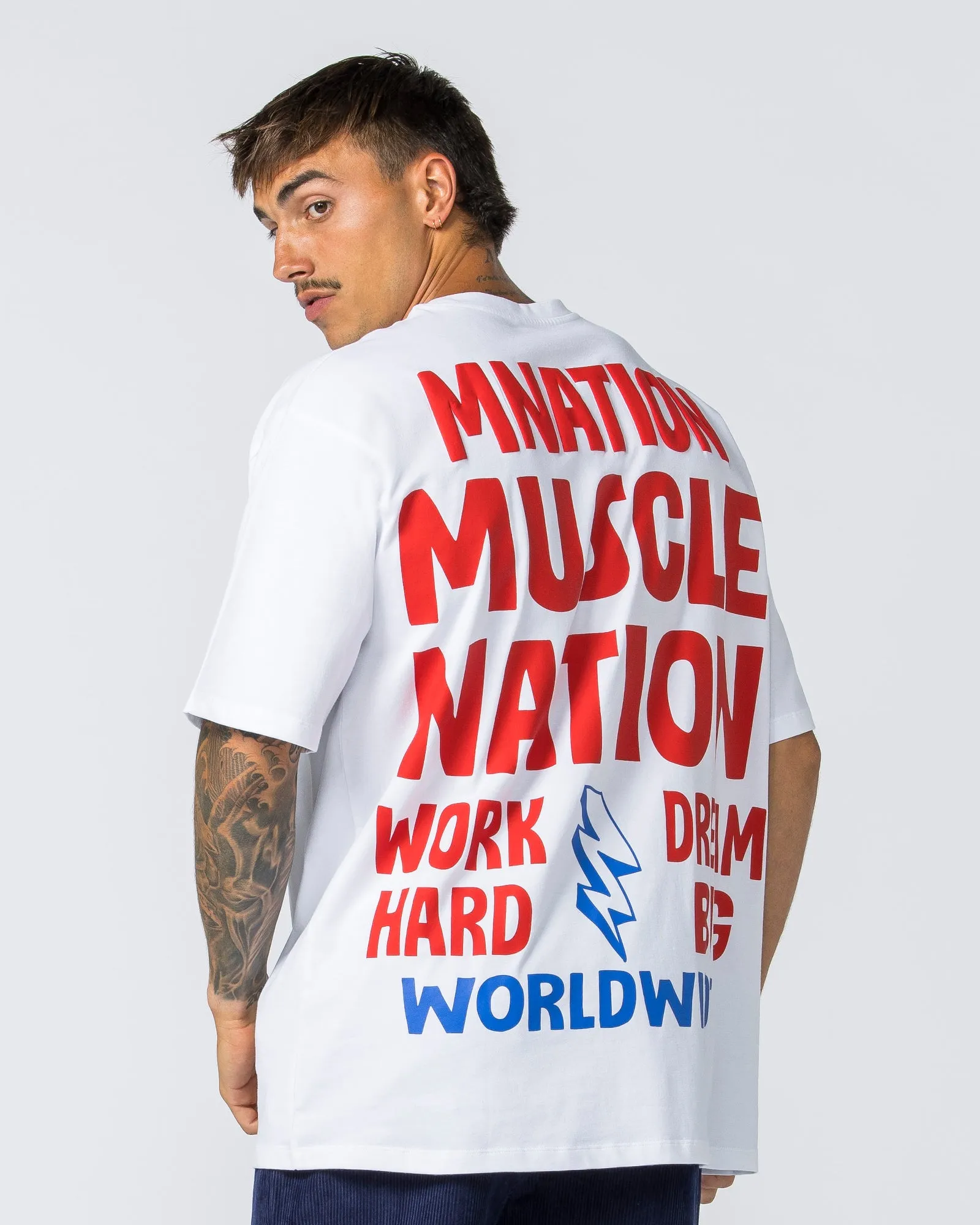 Mens Tour Oversized Tee - White sold by Muscle Nation