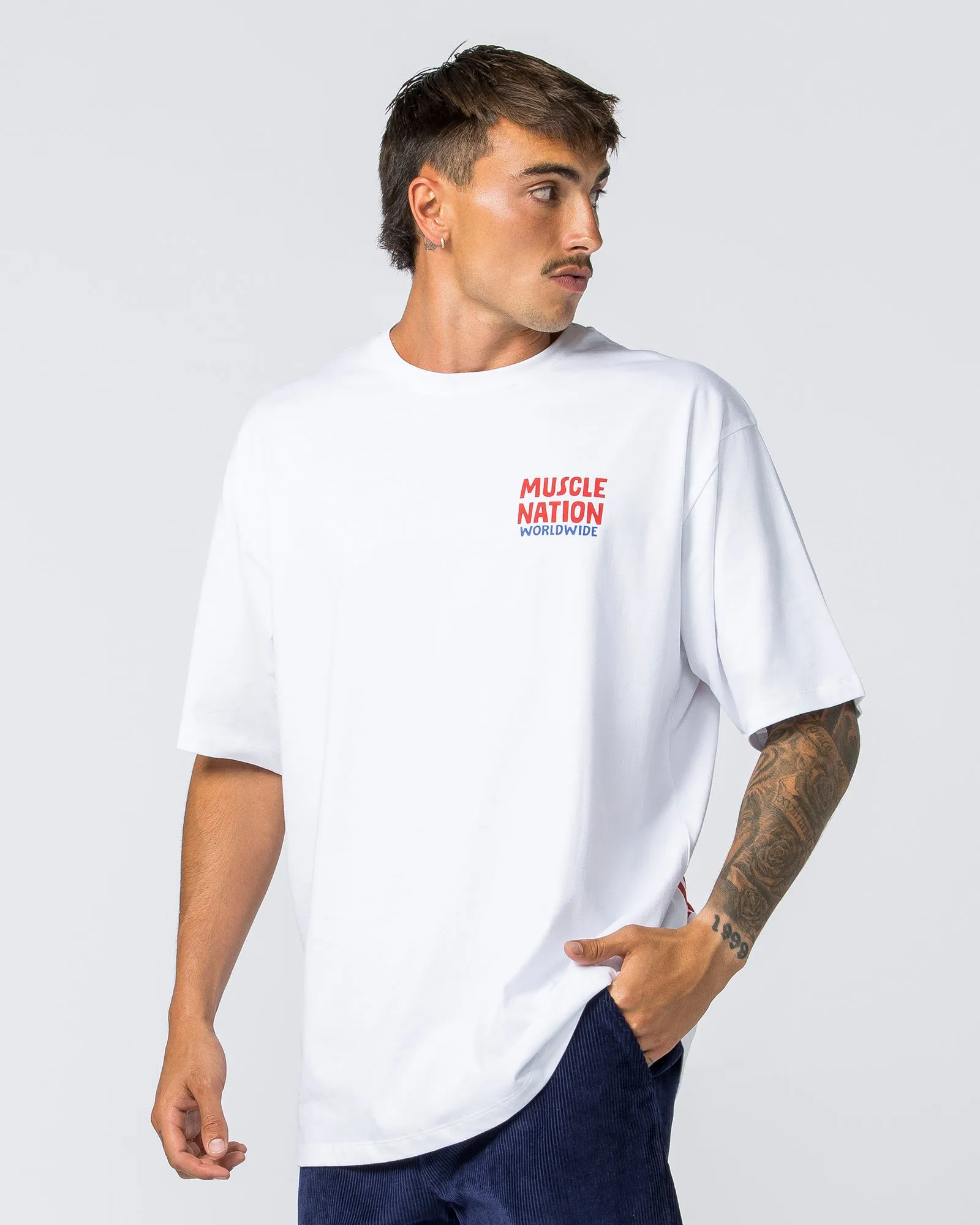 Mens Tour Oversized Tee - White sold by Muscle Nation product image thumbnail 3