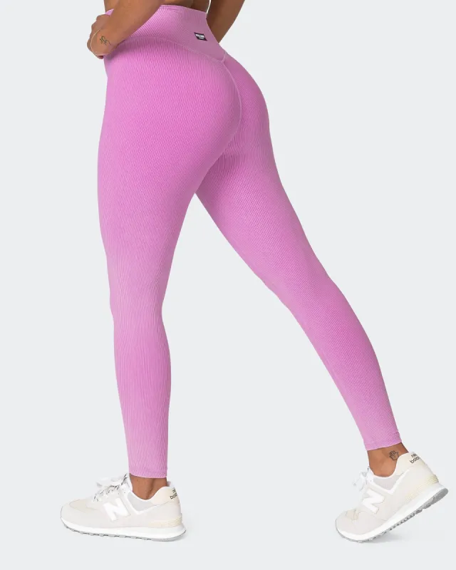 Zero Rise Vintage Rib Ankle Length Leggings - Washed Dahlia sold by Muscle Nation