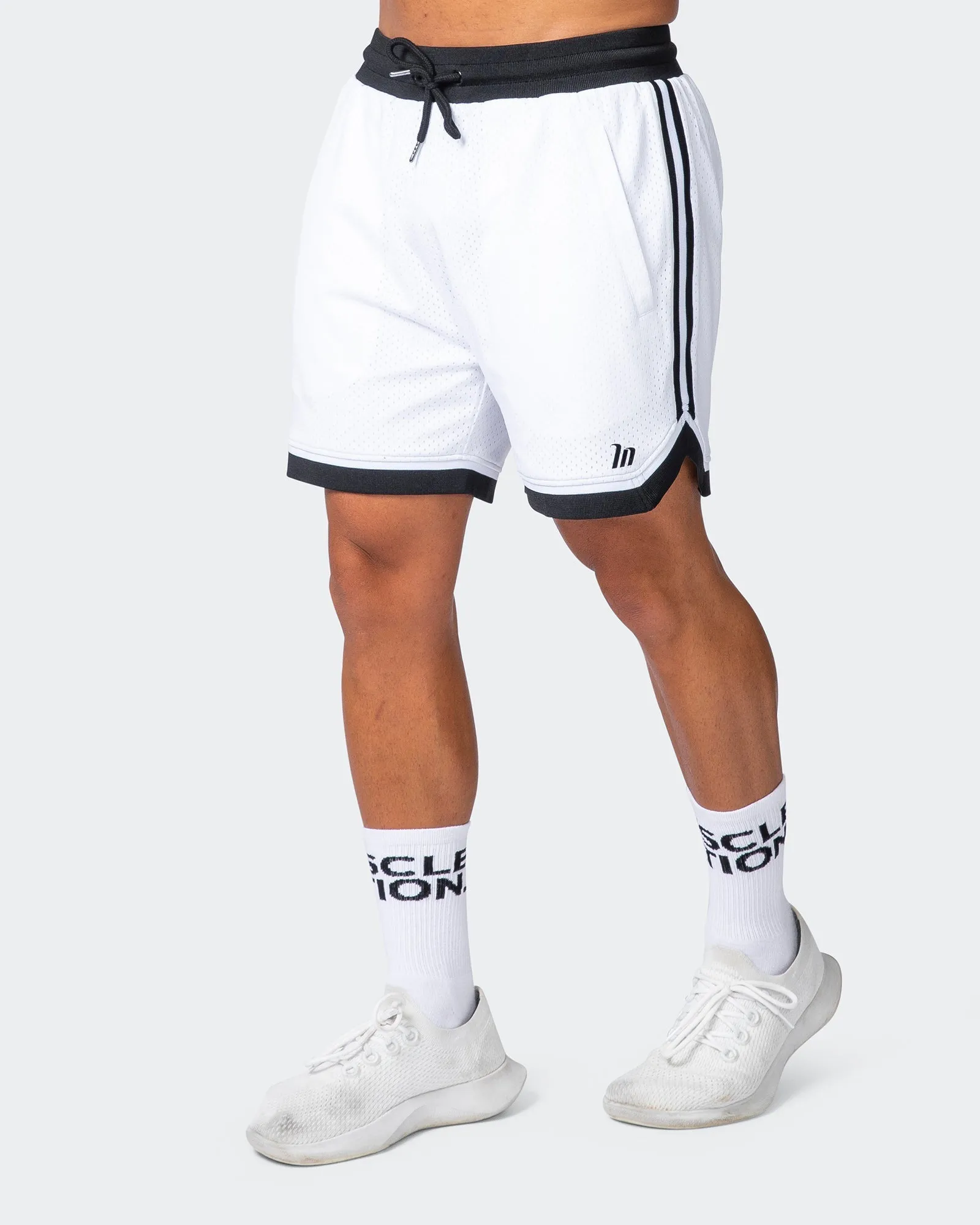 Mens 5" Basketball Shorts - White sold by Muscle Nation product image thumbnail 3