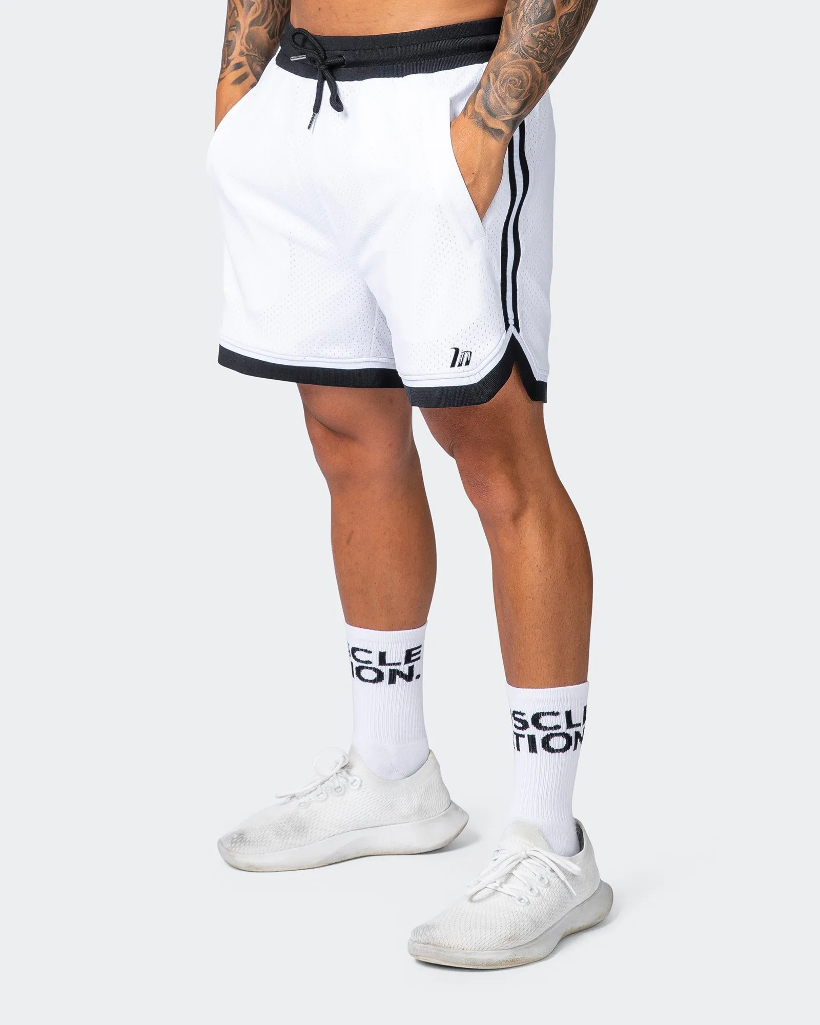 Mens 5" Basketball Shorts - White sold by Muscle Nation