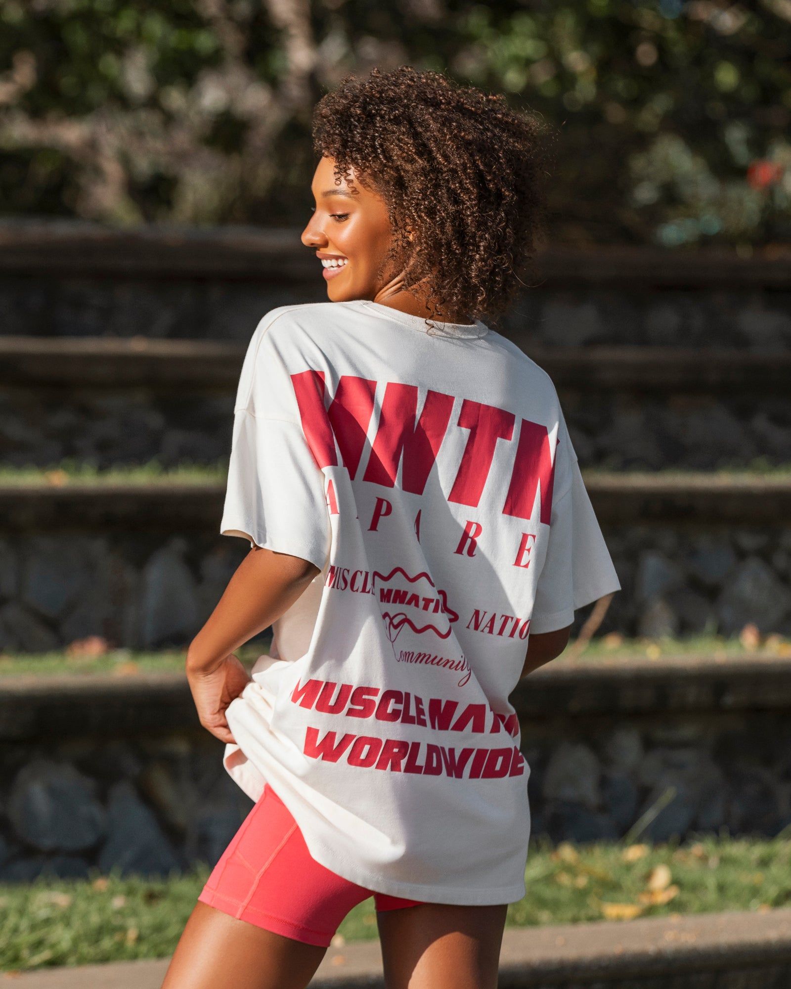 Womens Represent Oversized Tee - Travertine sold by Muscle Nation