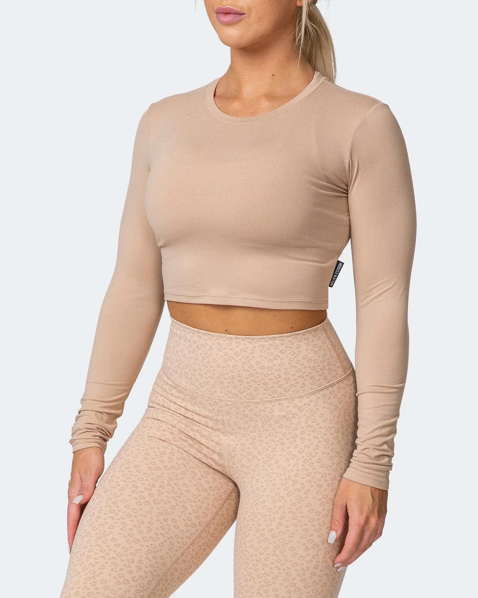 MN Everyday Cropped Long Sleeve Top - Brown Sugar sold by Muscle Nation product image thumbnail 3