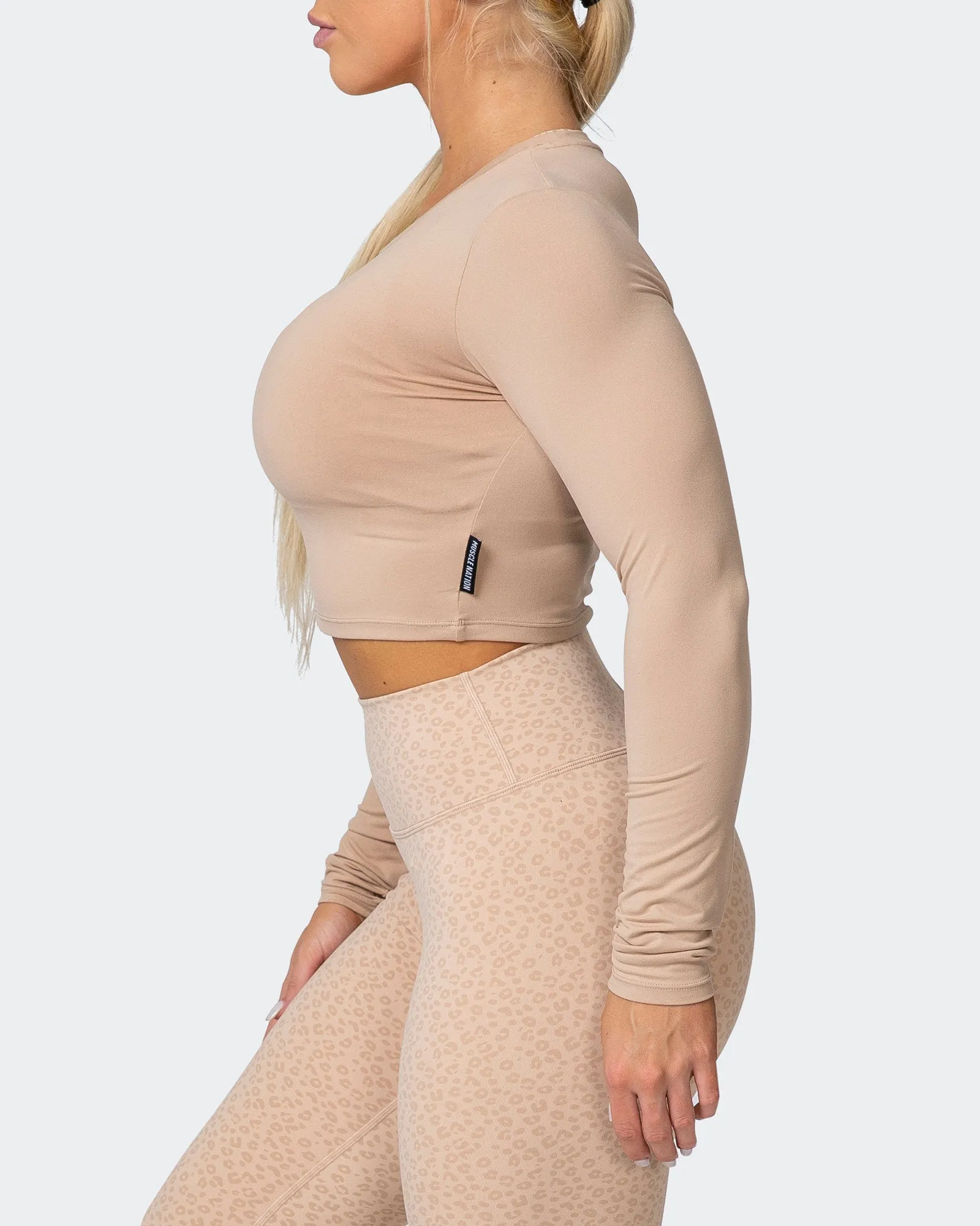 MN Everyday Cropped Long Sleeve Top - Brown Sugar sold by Muscle Nation product image thumbnail 4