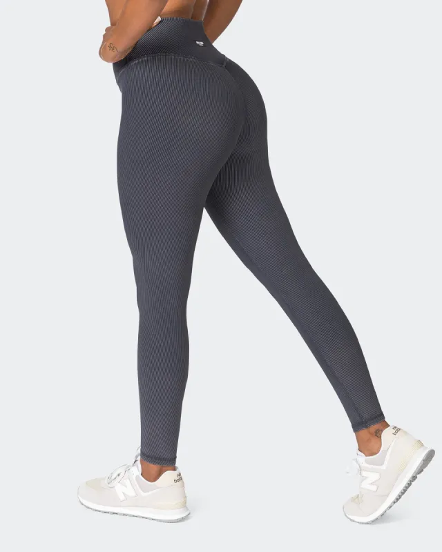 Zero Rise Vintage Rib Ankle Length Leggings - Washed Black sold by Muscle Nation