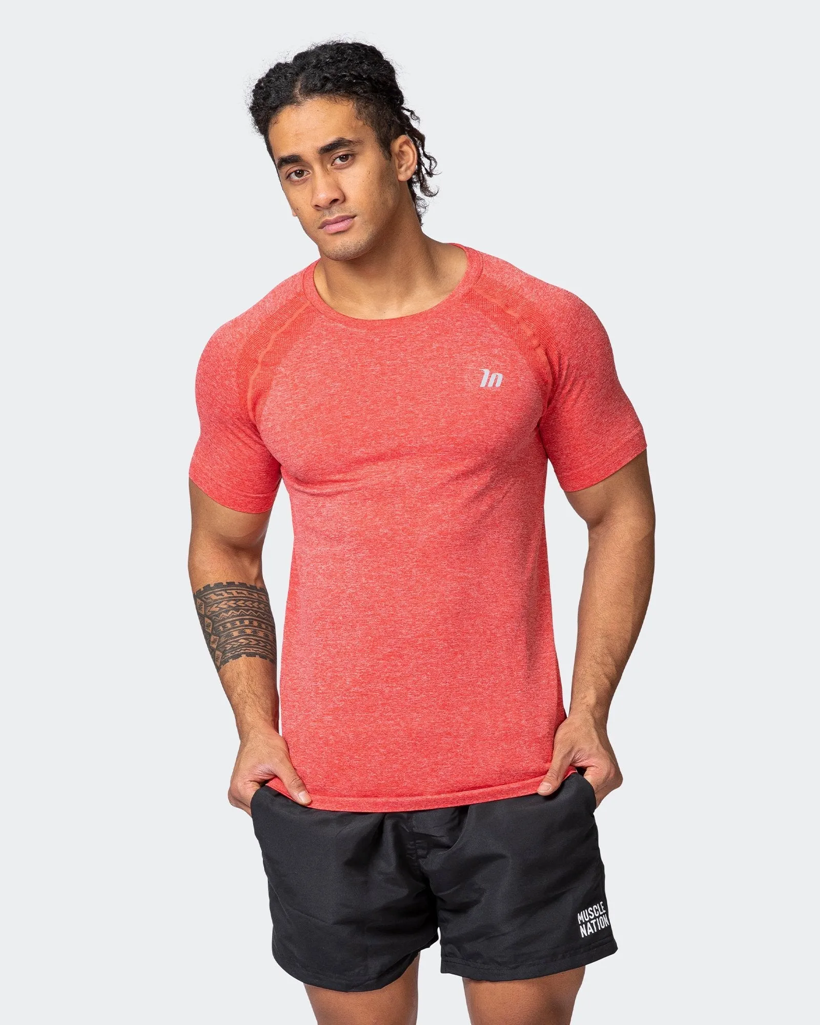 Seamless Tee - Poppy Marl sold by Muscle Nation