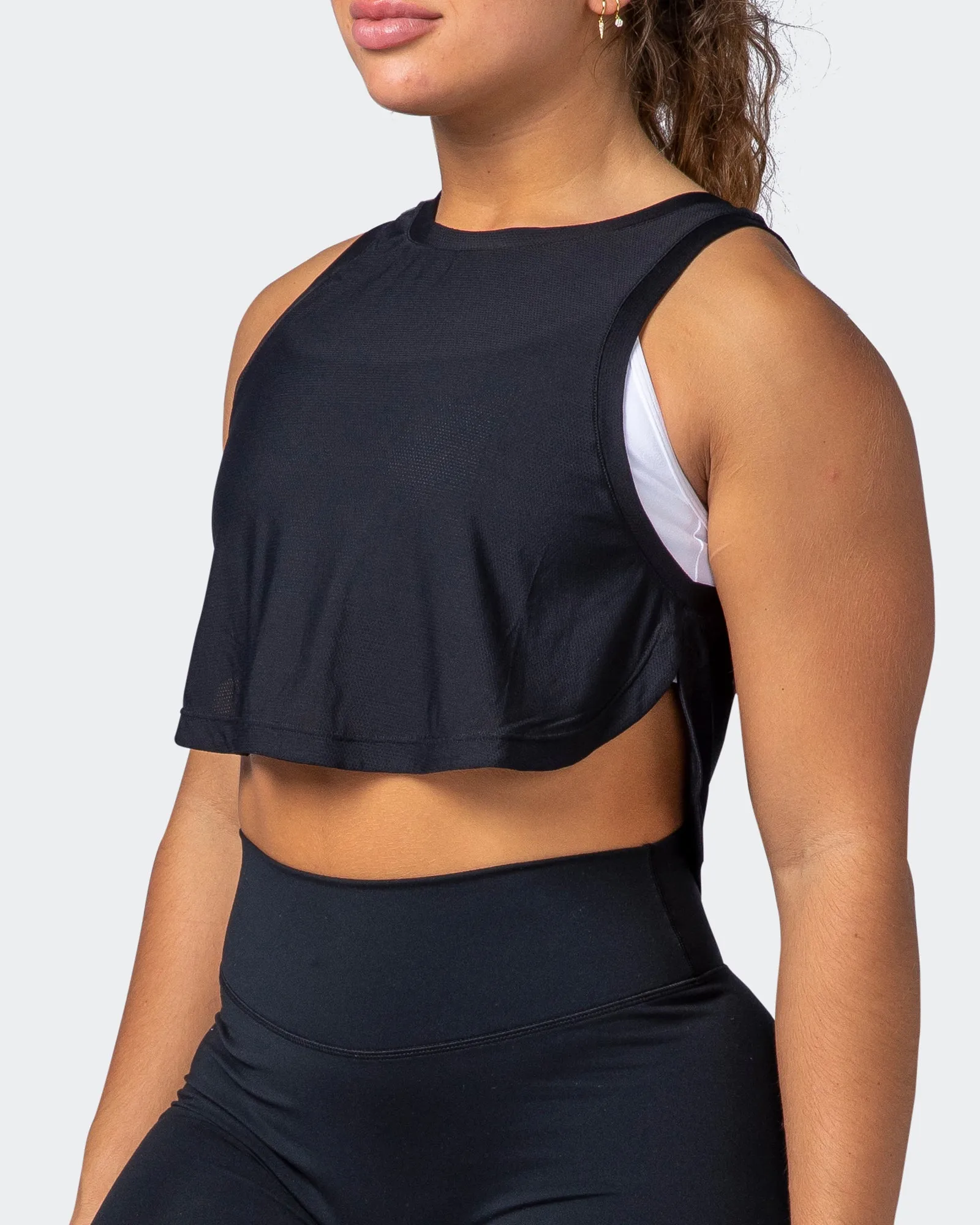 Level Up Cropped Training Tank - Black sold by Muscle Nation product image thumbnail 3