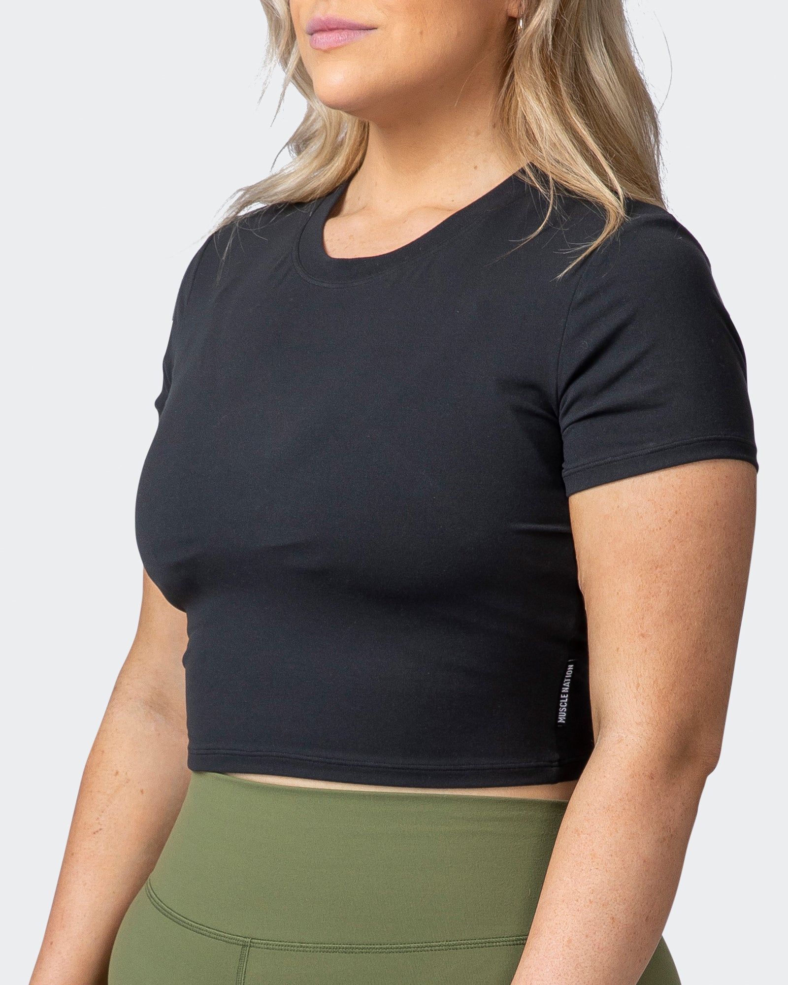 MN Everyday Cropped Tee - Black sold by Muscle Nation product image thumbnail 3