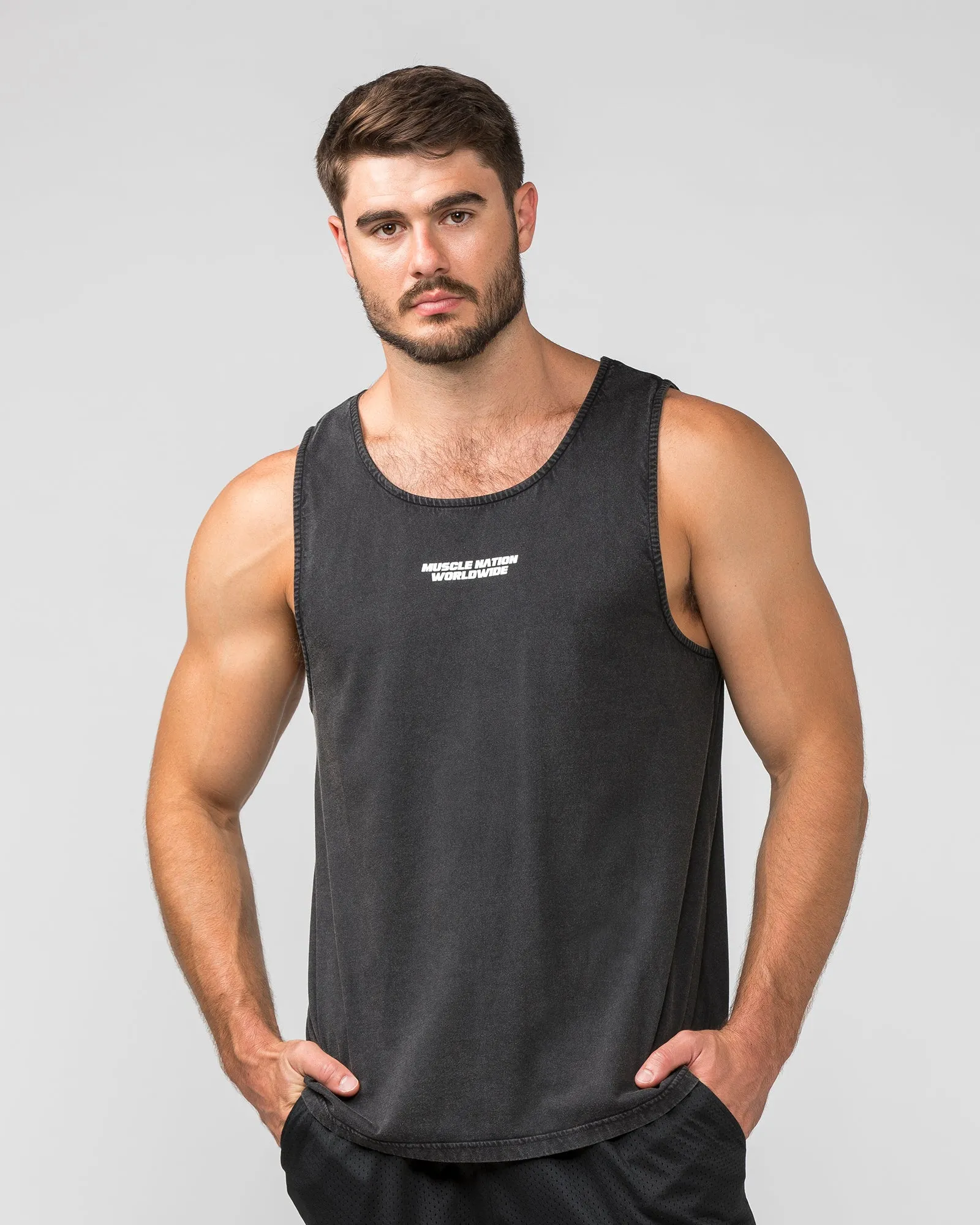 H-Back Represent Tank - Washed Black sold by Muscle Nation