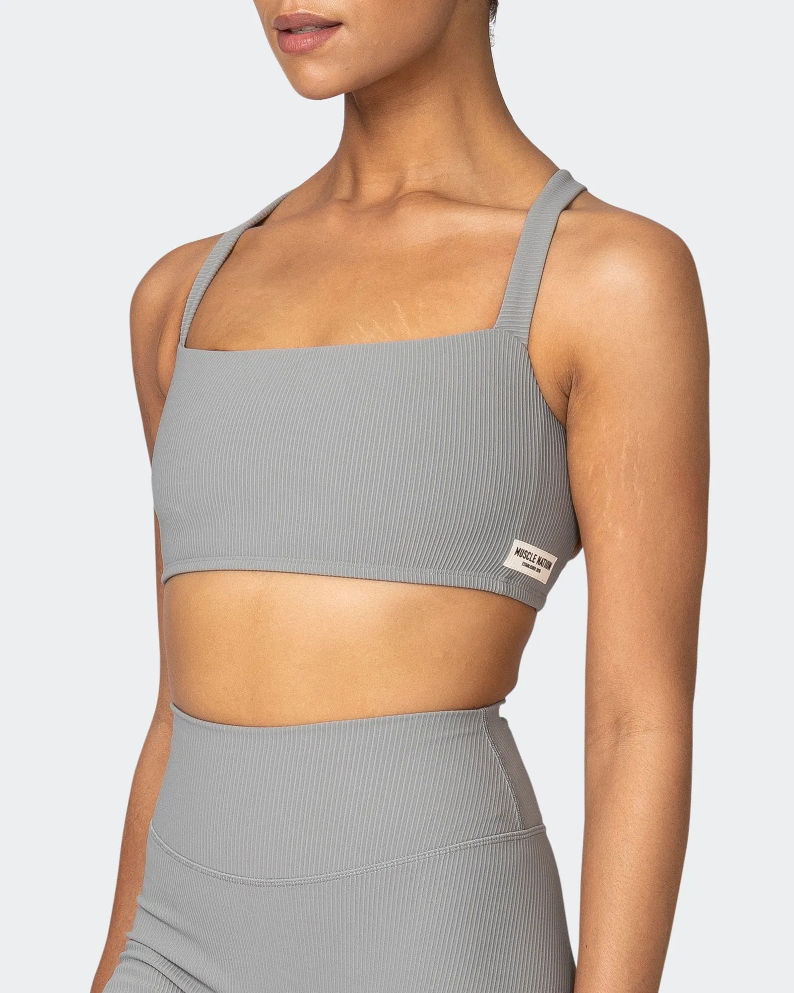 Twist Rib Bra - Zinc sold by Muscle Nation product image thumbnail 3