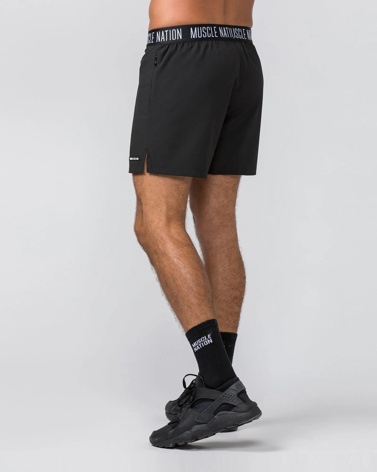 Level Up Training 4" Shorts - Black (Black Logo) sold by Muscle Nation product image thumbnail 4
