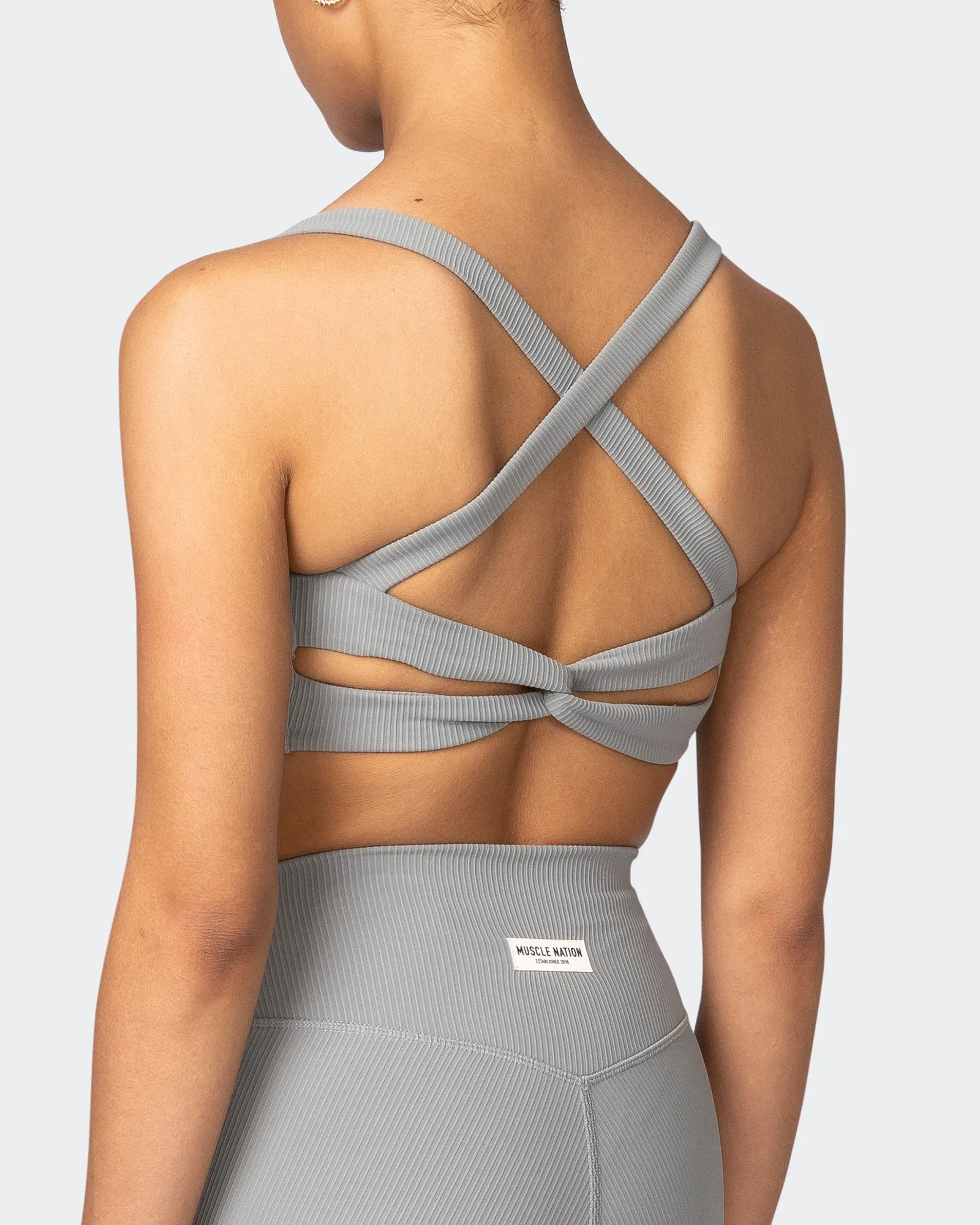 Twist Rib Bra - Zinc sold by Muscle Nation product image thumbnail 5