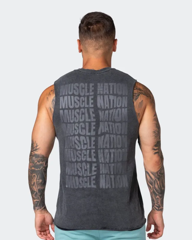 Box Wave Vintage Tank - Washed Black / Charcoal sold by Muscle Nation