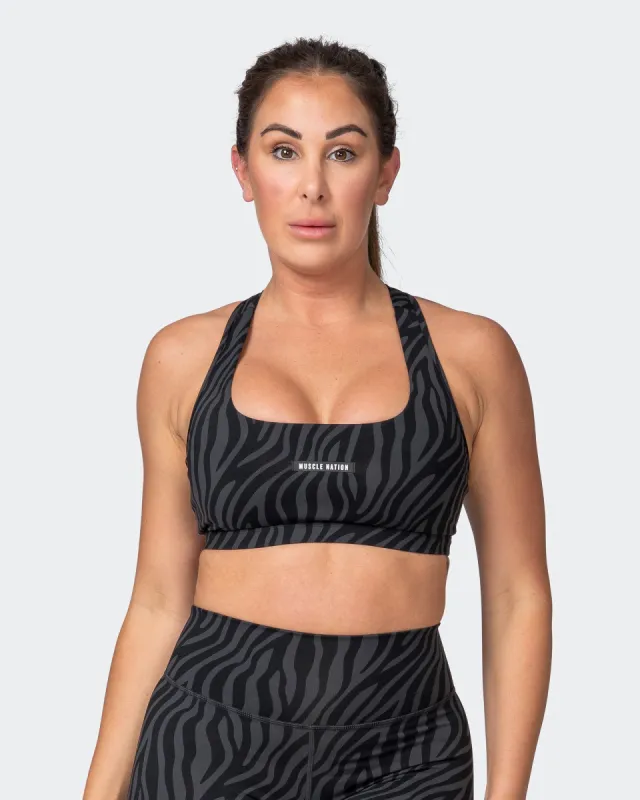 Flex Bra - Monochrome Zebra Print sold by Muscle Nation