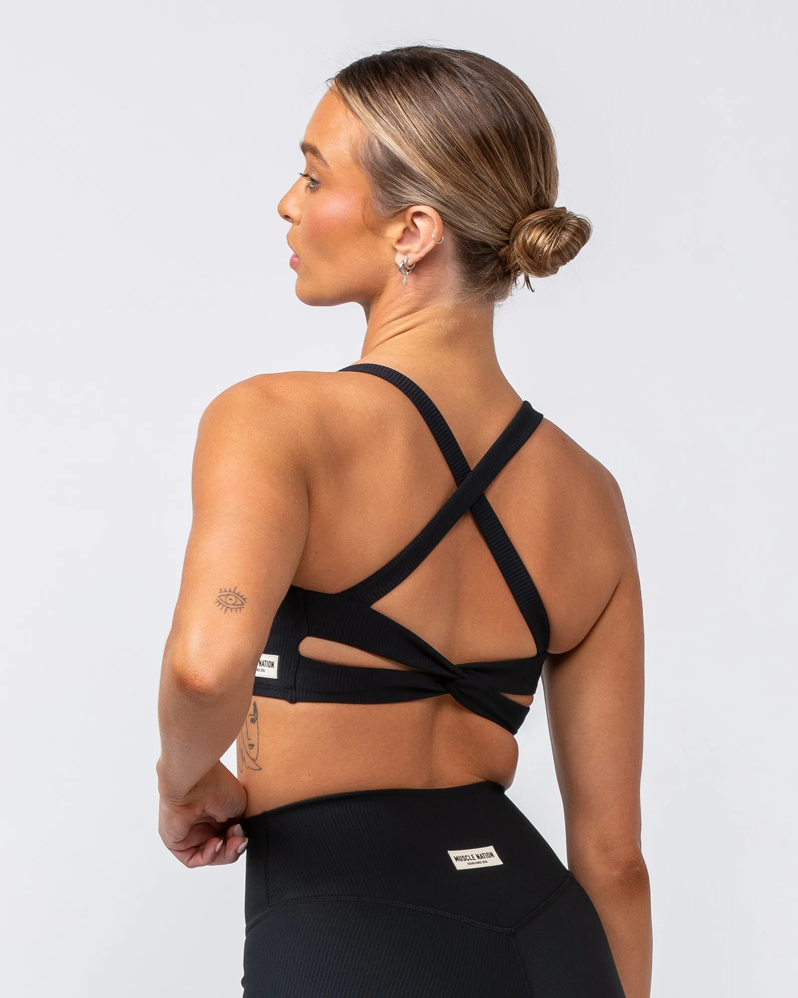 Twist Rib Bra - Black sold by Muscle Nation