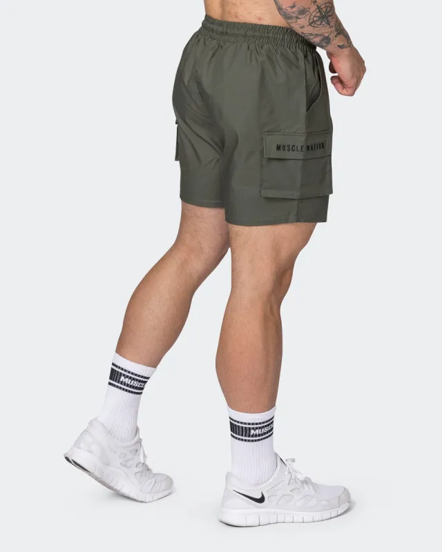 Daily Cargo 5" Shorts - Dark Khaki sold by Muscle Nation