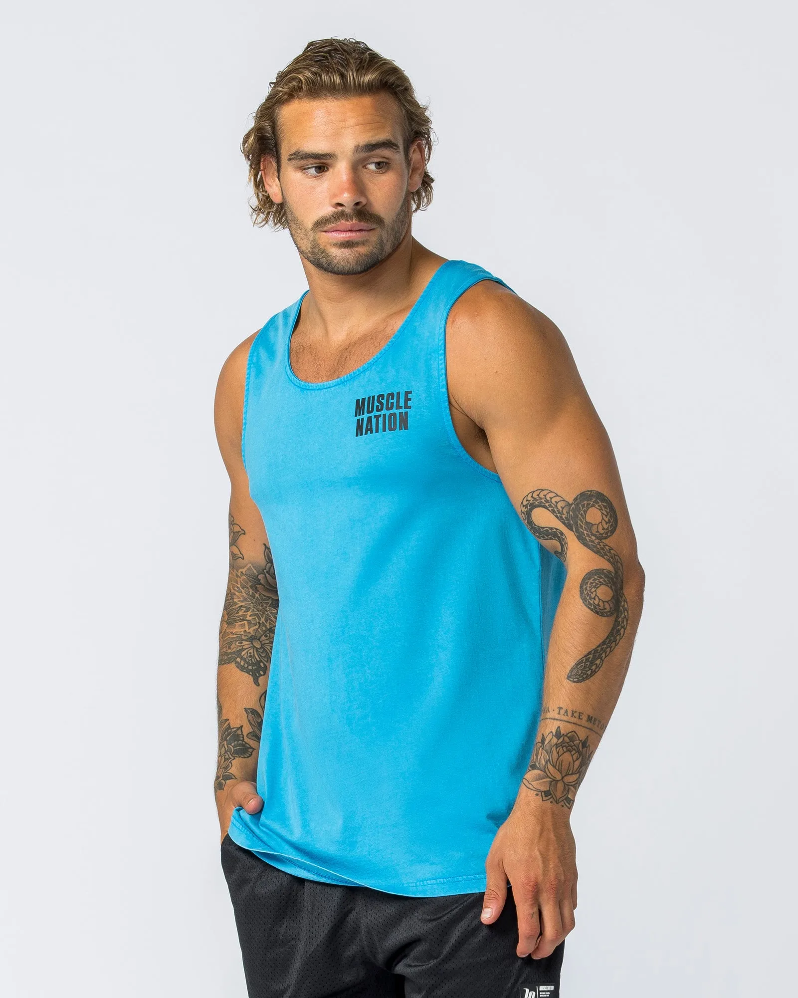 H Back Tank - Washed Adriatic Blue sold by Muscle Nation