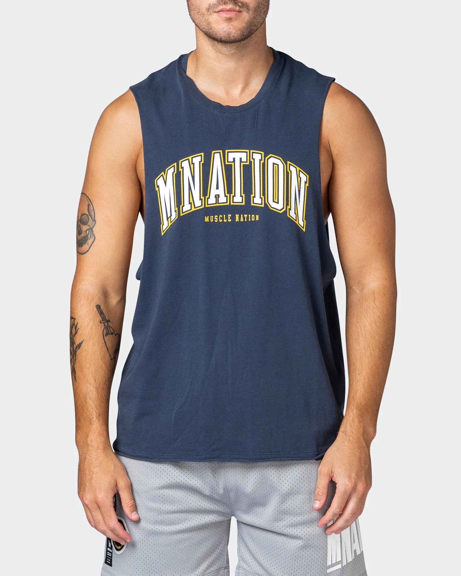 MNation Varsity Drop Arm Vintage Tank - Washed Dark Navy sold by Muscle Nation product image thumbnail 2