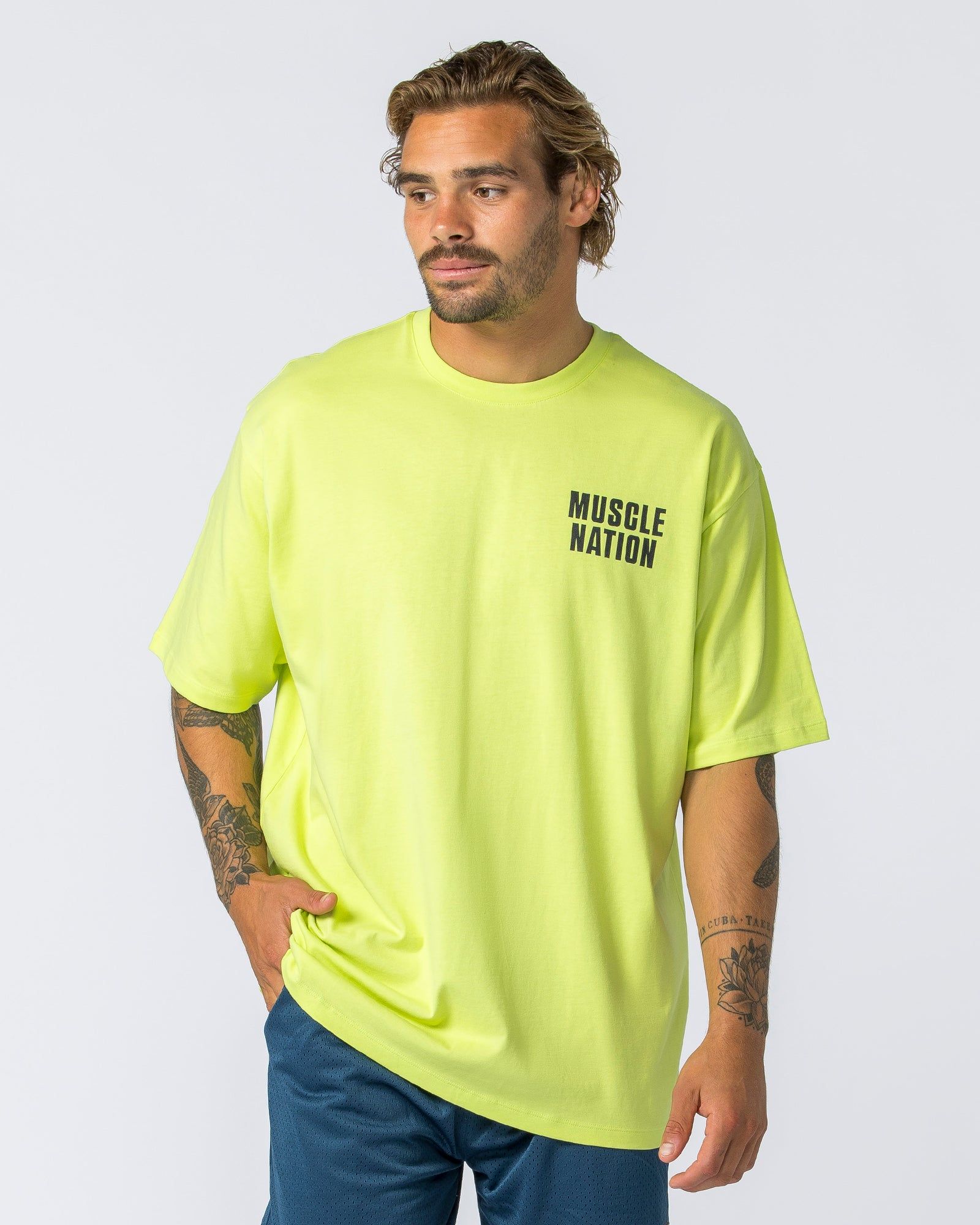 Clique Oversized Tee - Pale Cyber Lime sold by Muscle Nation product image thumbnail 2