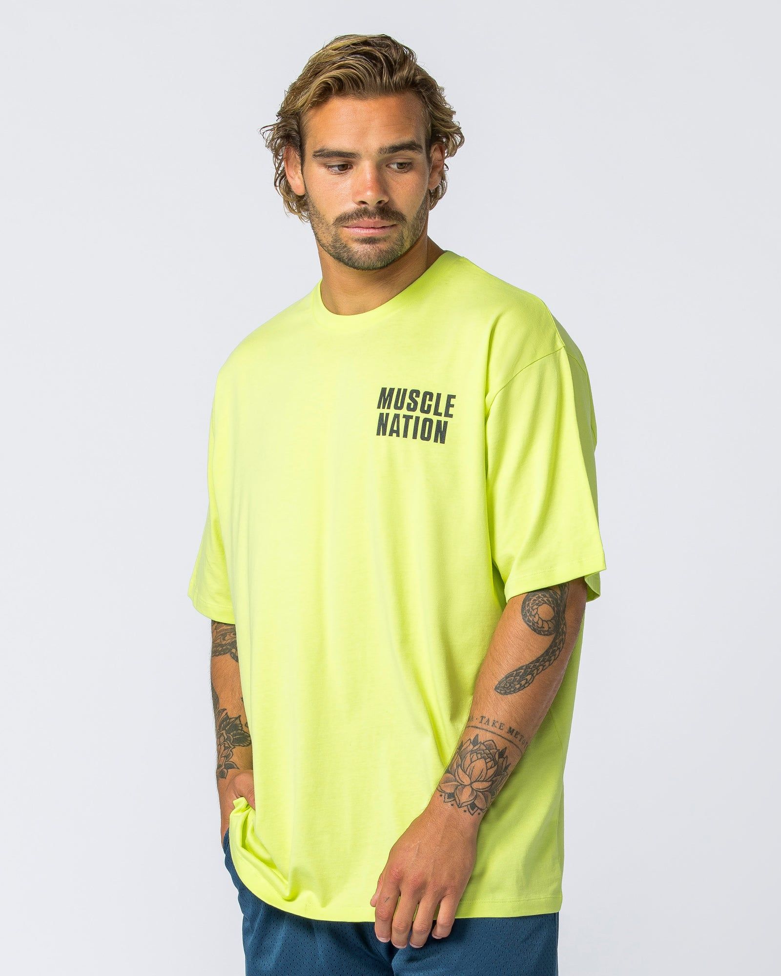 Clique Oversized Tee - Pale Cyber Lime sold by Muscle Nation product image thumbnail 4