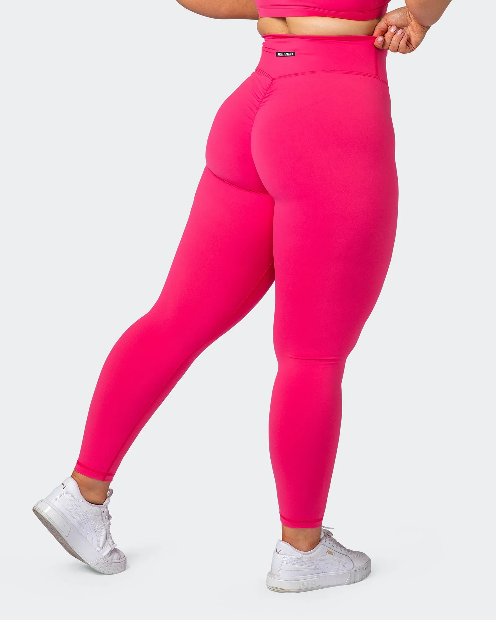 Signature Scrunch Ankle Length Leggings - Flamingo sold by Muscle Nation