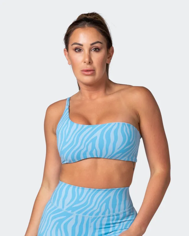 Movement One Shoulder Bralette - Alaska Zebra Print sold by Muscle Nation