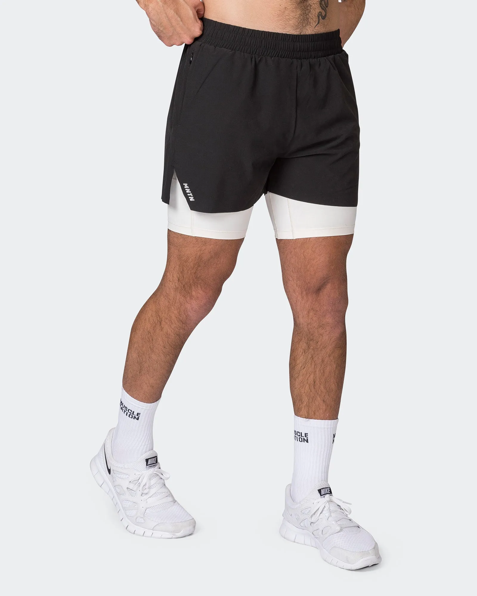 Replay 3" Shorts - Black/Travertine sold by Muscle Nation