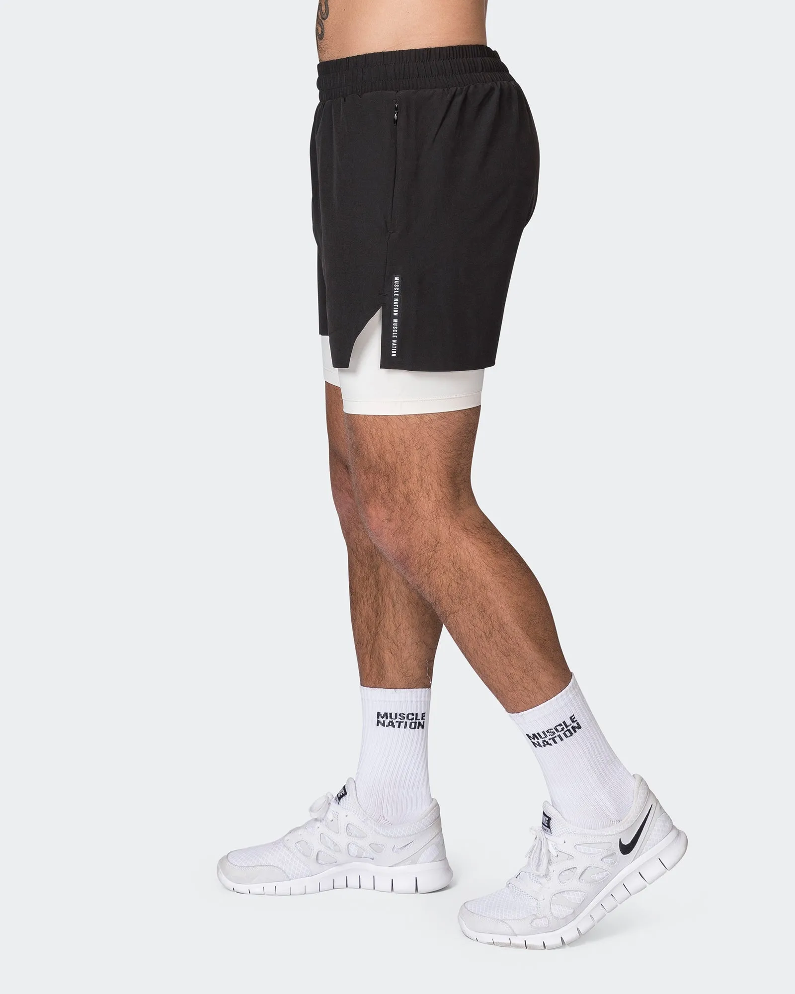 Replay 3" Shorts - Black/Travertine sold by Muscle Nation product image thumbnail 4