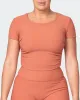 Rival Cropped Rib Top - Burnt Sienna sold by Muscle Nation
